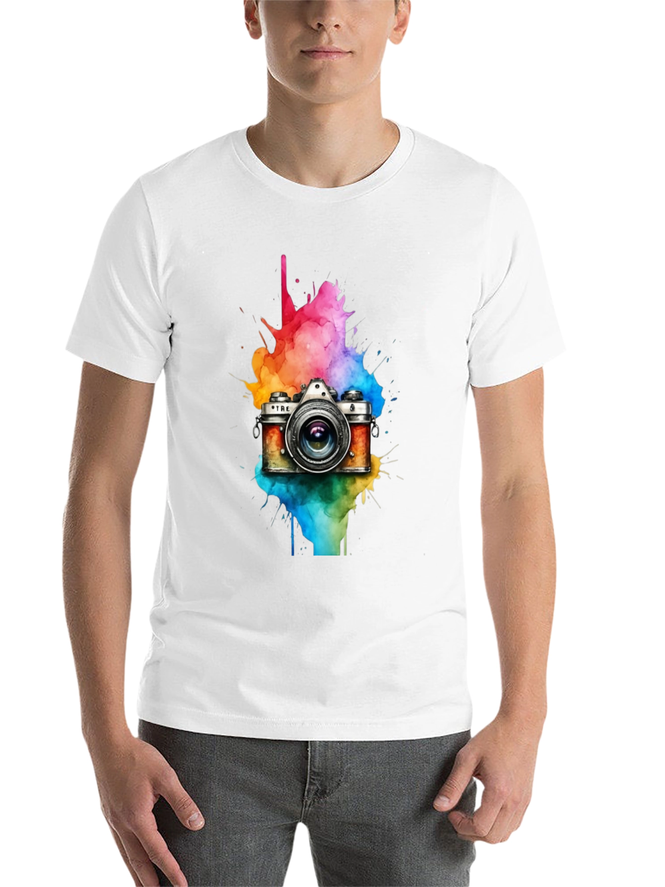 Black Vintage Camera Watercolor Graphic Tee view 14