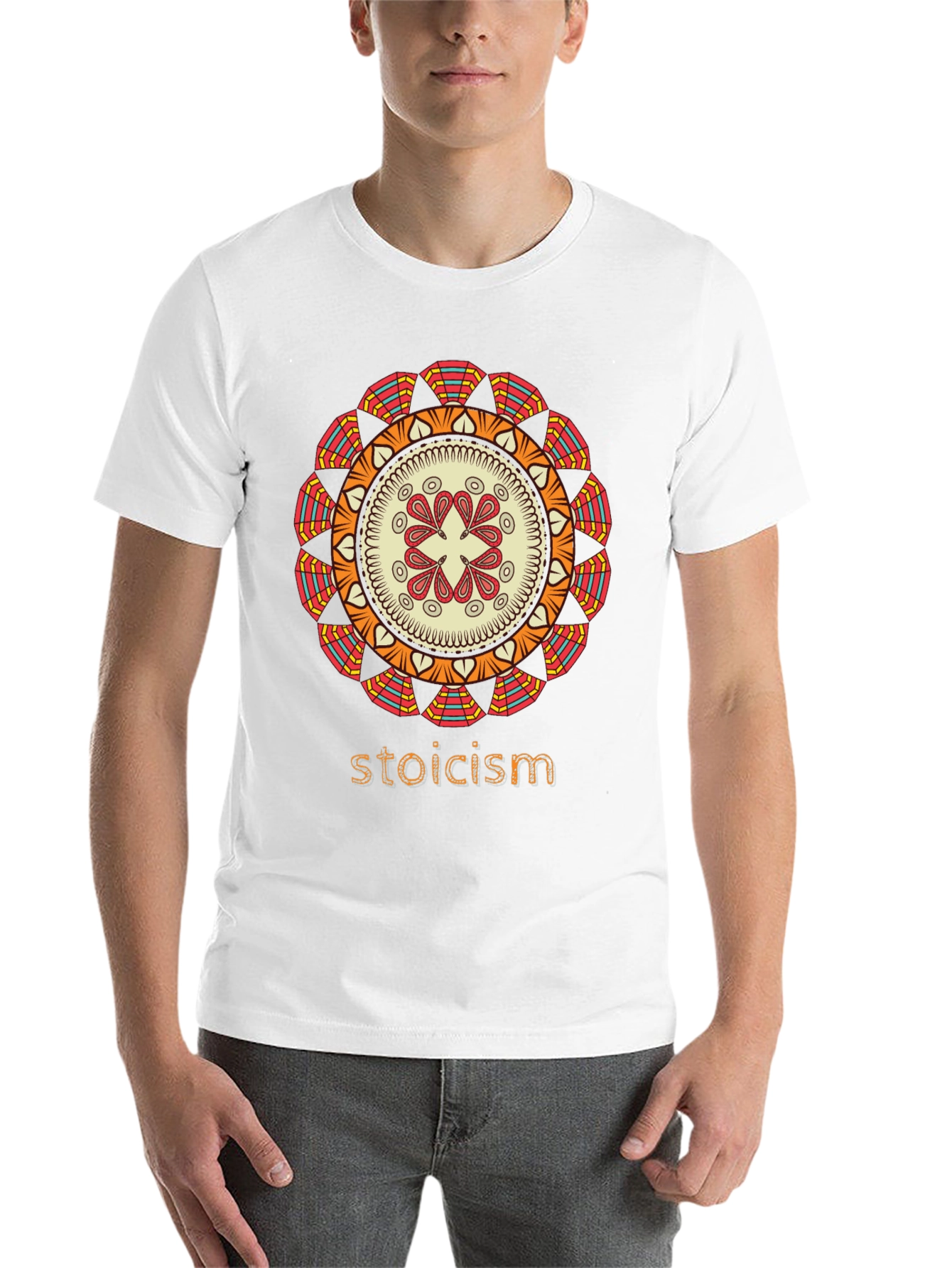Black Stoicism Mandala Graphic T-Shirt - Stylish Unisex Tee view 14
