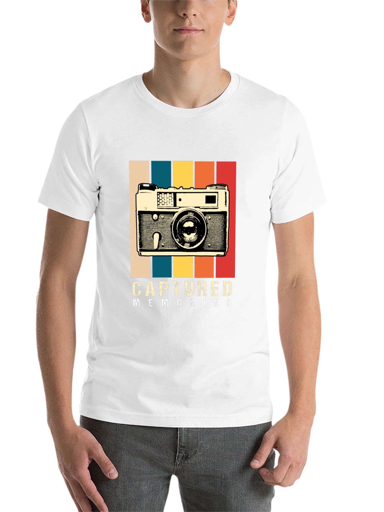 Black Captured Memories Retro Camera Graphic T-Shirt view 14