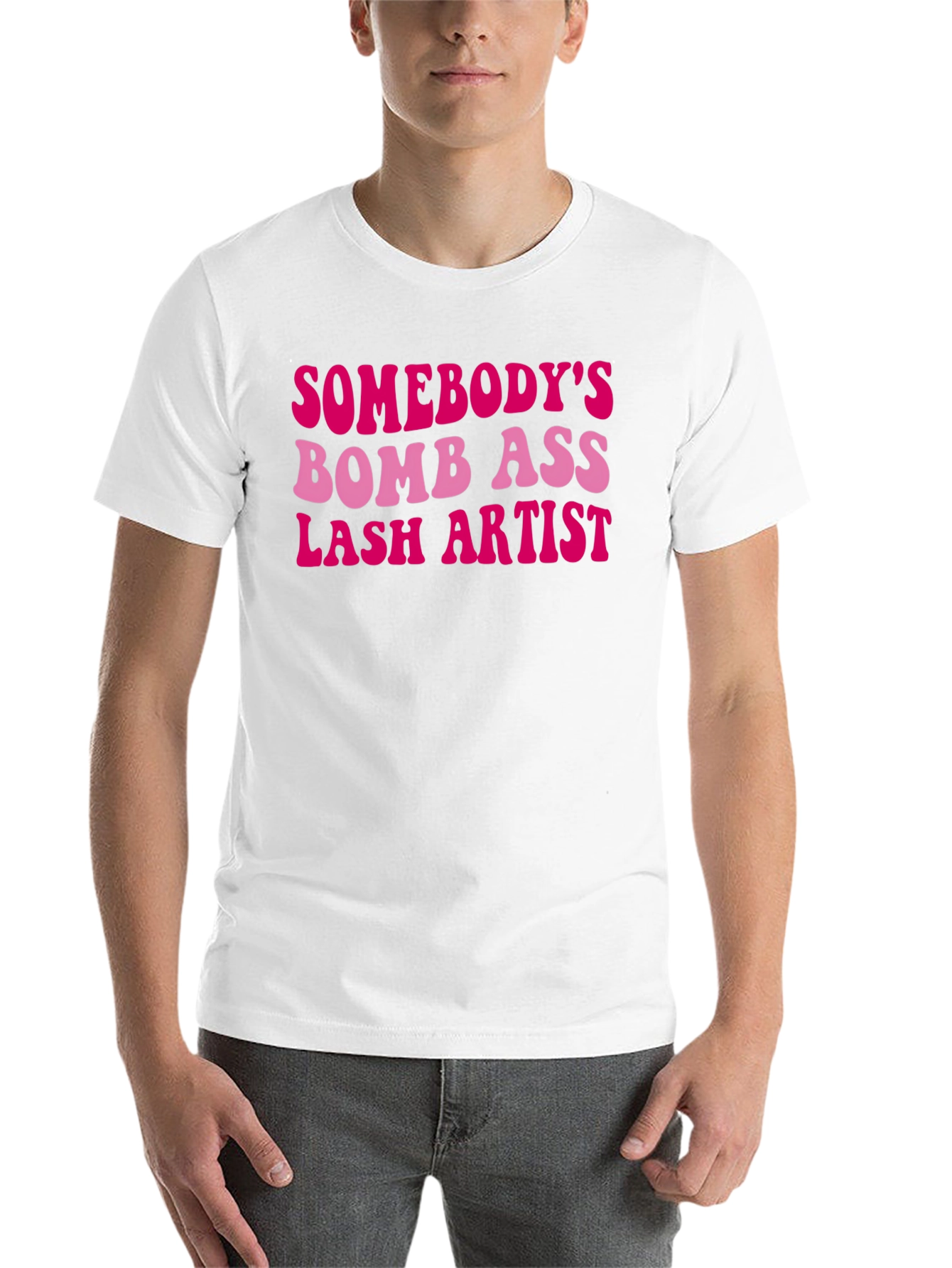 Black Somebody's Bomb Ass Lash Artist T-Shirt view 14