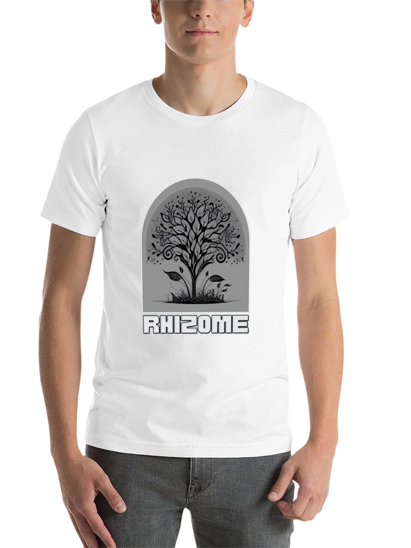 Black Rhizome Tree Graphic Black T-Shirt view 14