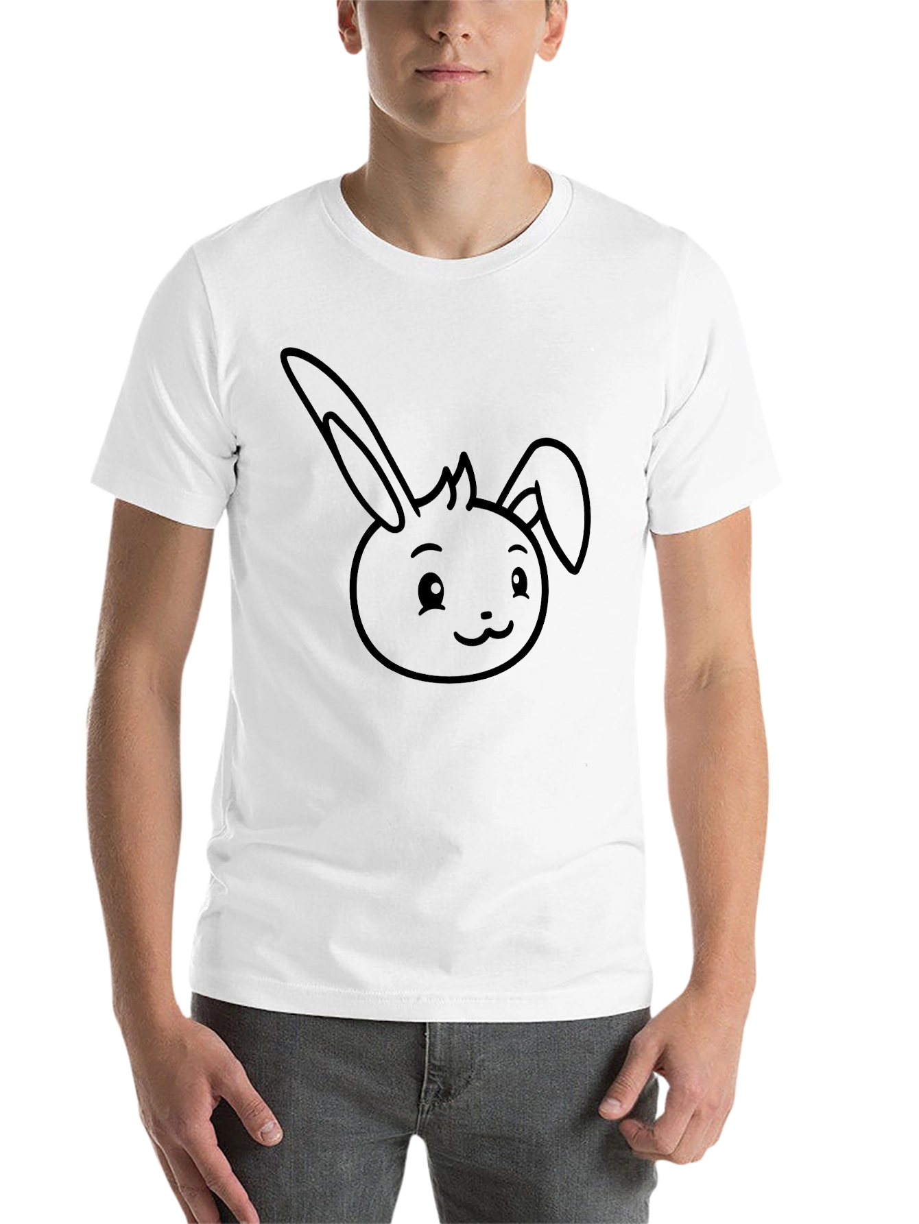 Black Cute Bunny Graphic Black Tee - Soft Cotton Blend view 14
