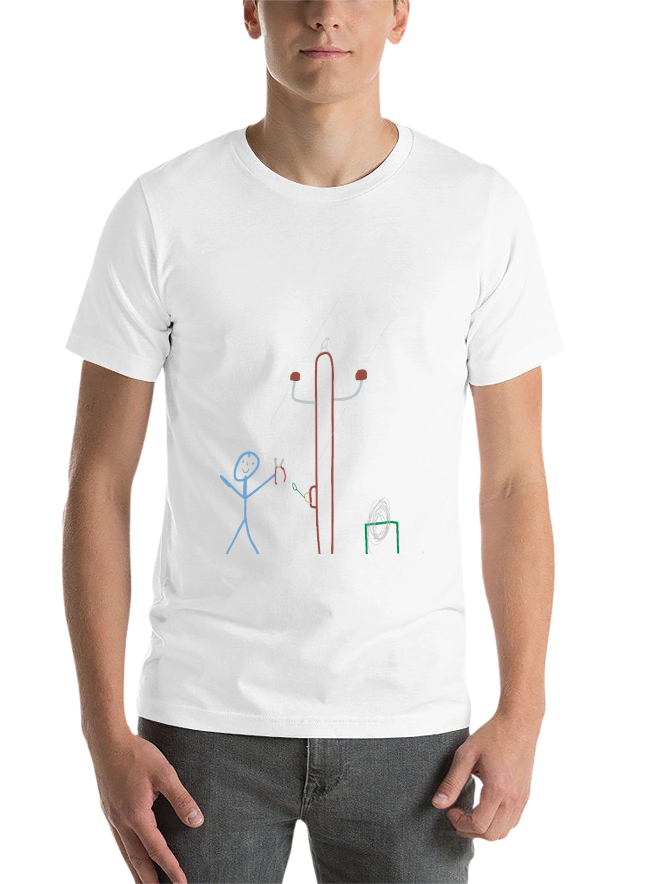 Black Novelty Stick Figure Design T-Shirt view 14