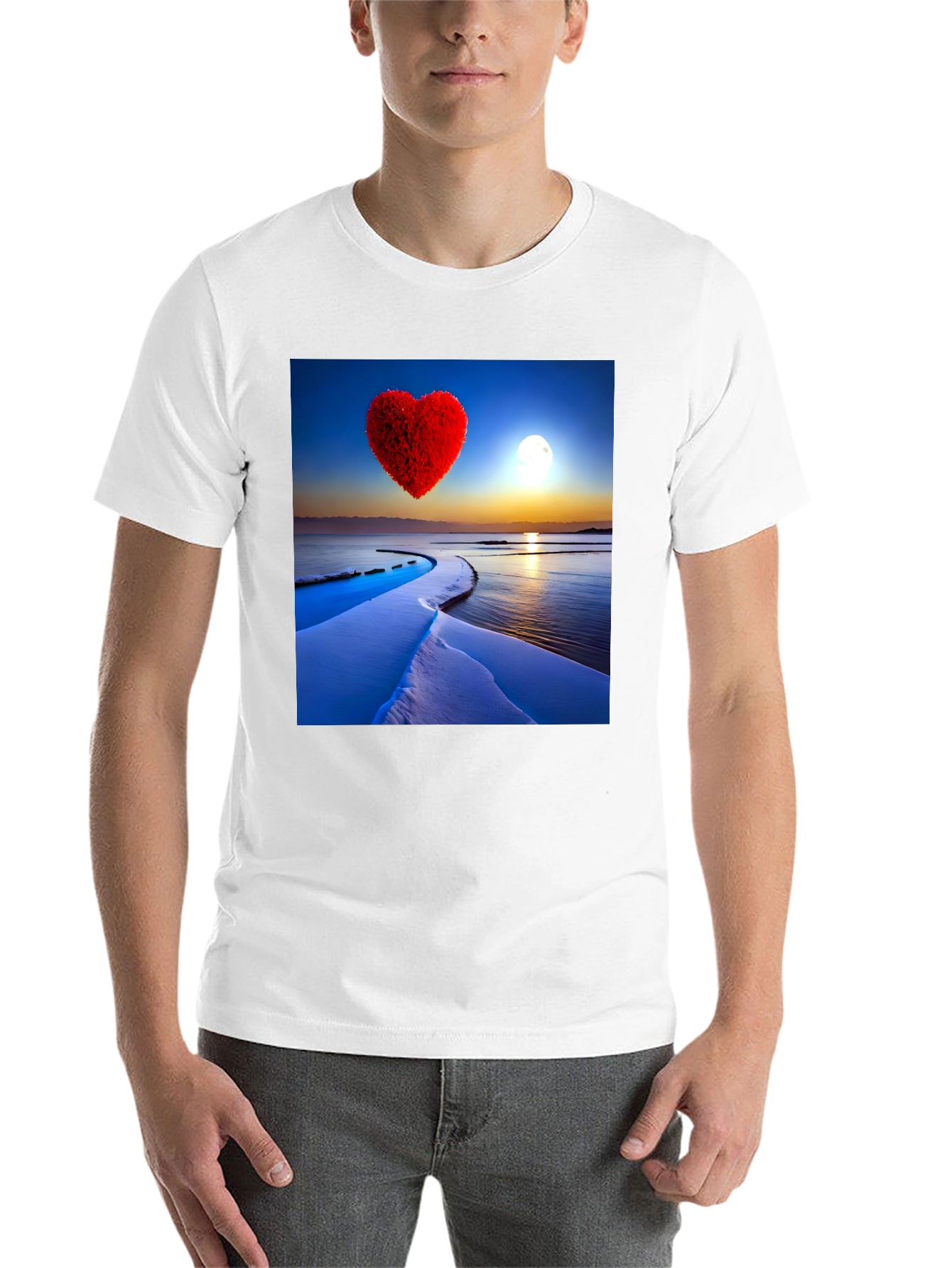 Black Heart Landscape Graphic Tee - Black Casual Shirt view 14