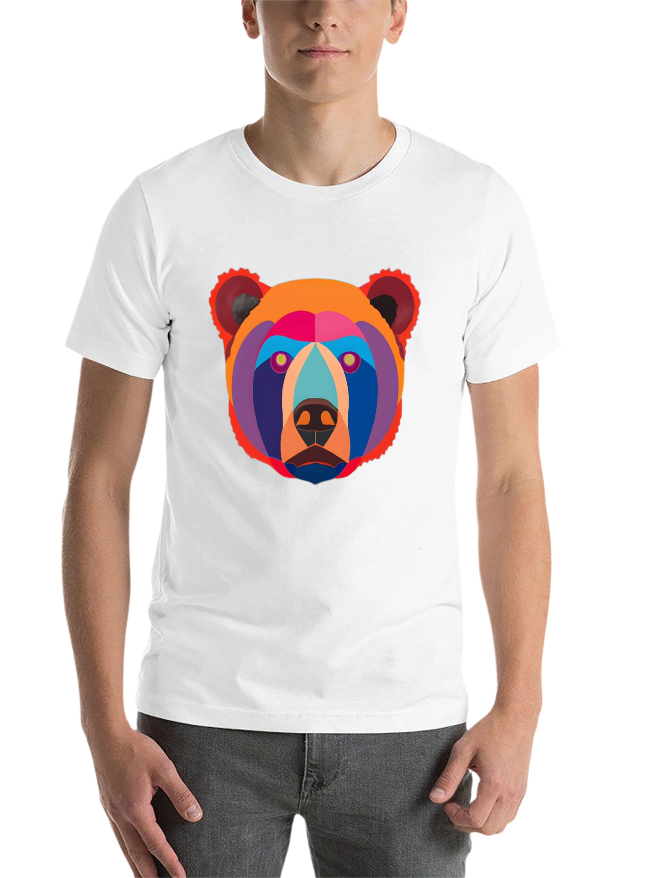Black Geometric Bear Graphic Tee - Modern Art Shirt view 14