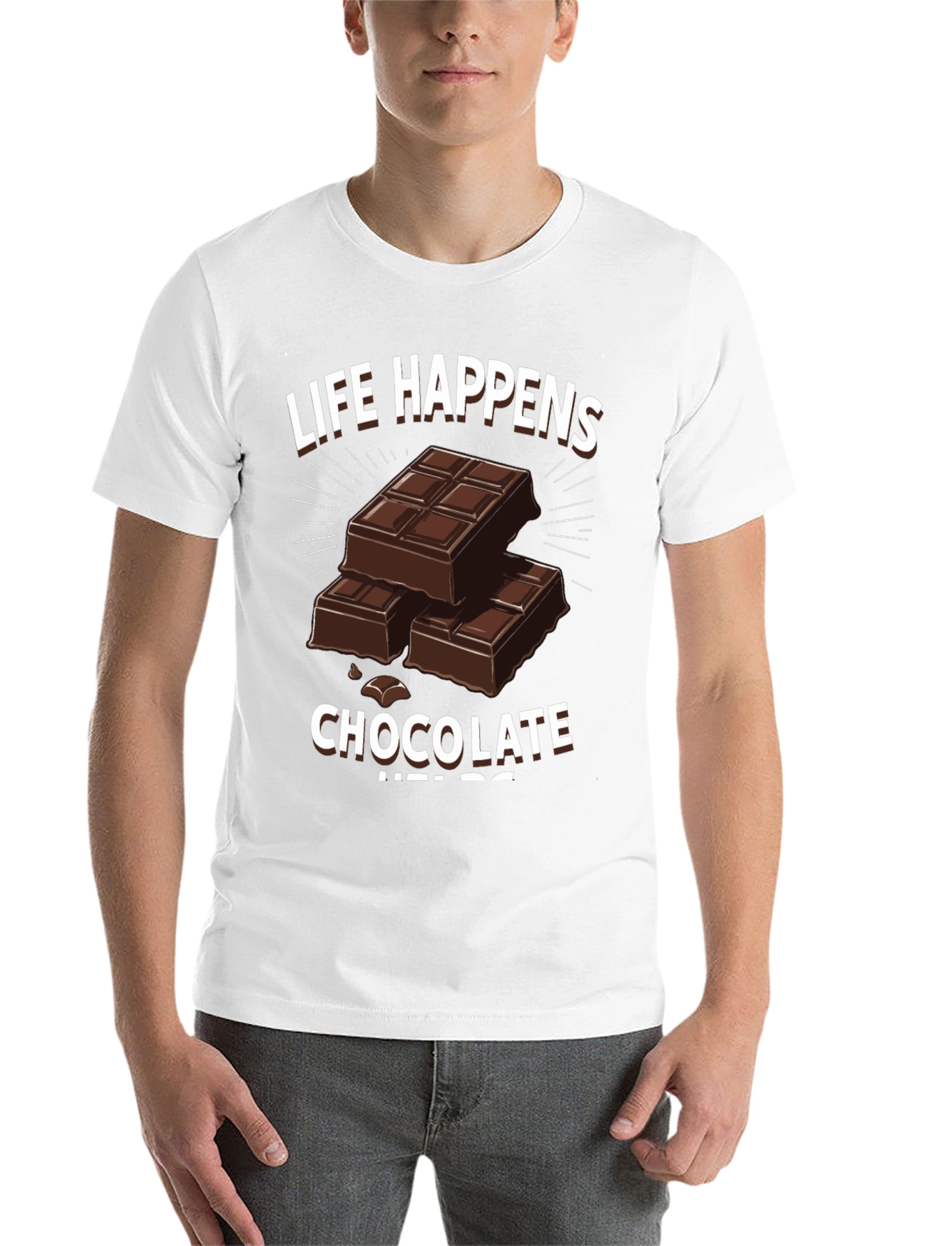Black Life Happens Chocolate Helps Graphic T-Shirt view 14