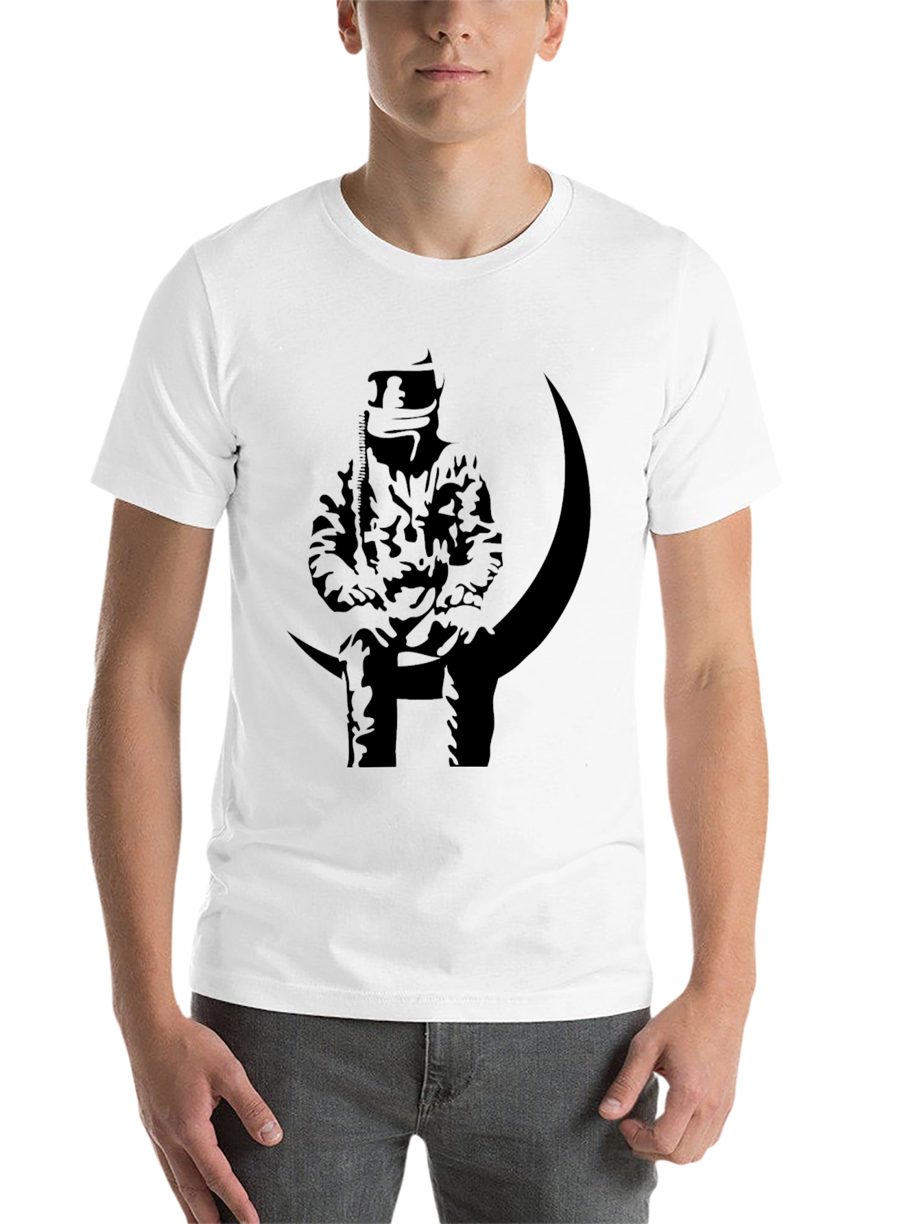 Black Graphic Tee: Moon Rider Black T-Shirt view 14