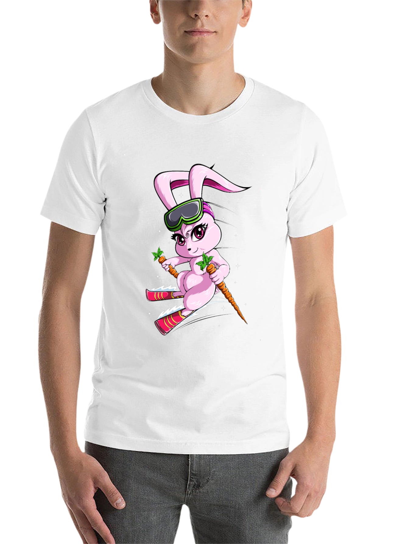 Black Skiing Bunny T-Shirt view 14