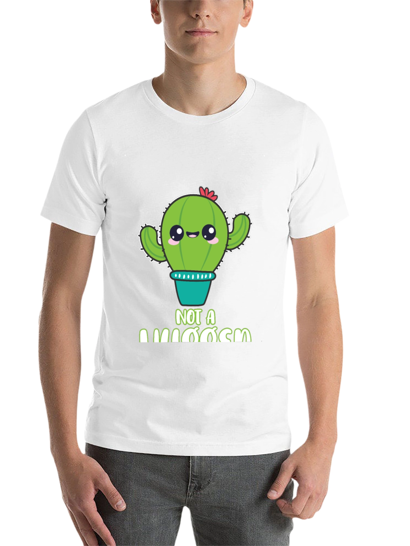 Black Cute Cactus Pun T-Shirt - "Not A Hugger" Graphic Tee view 14