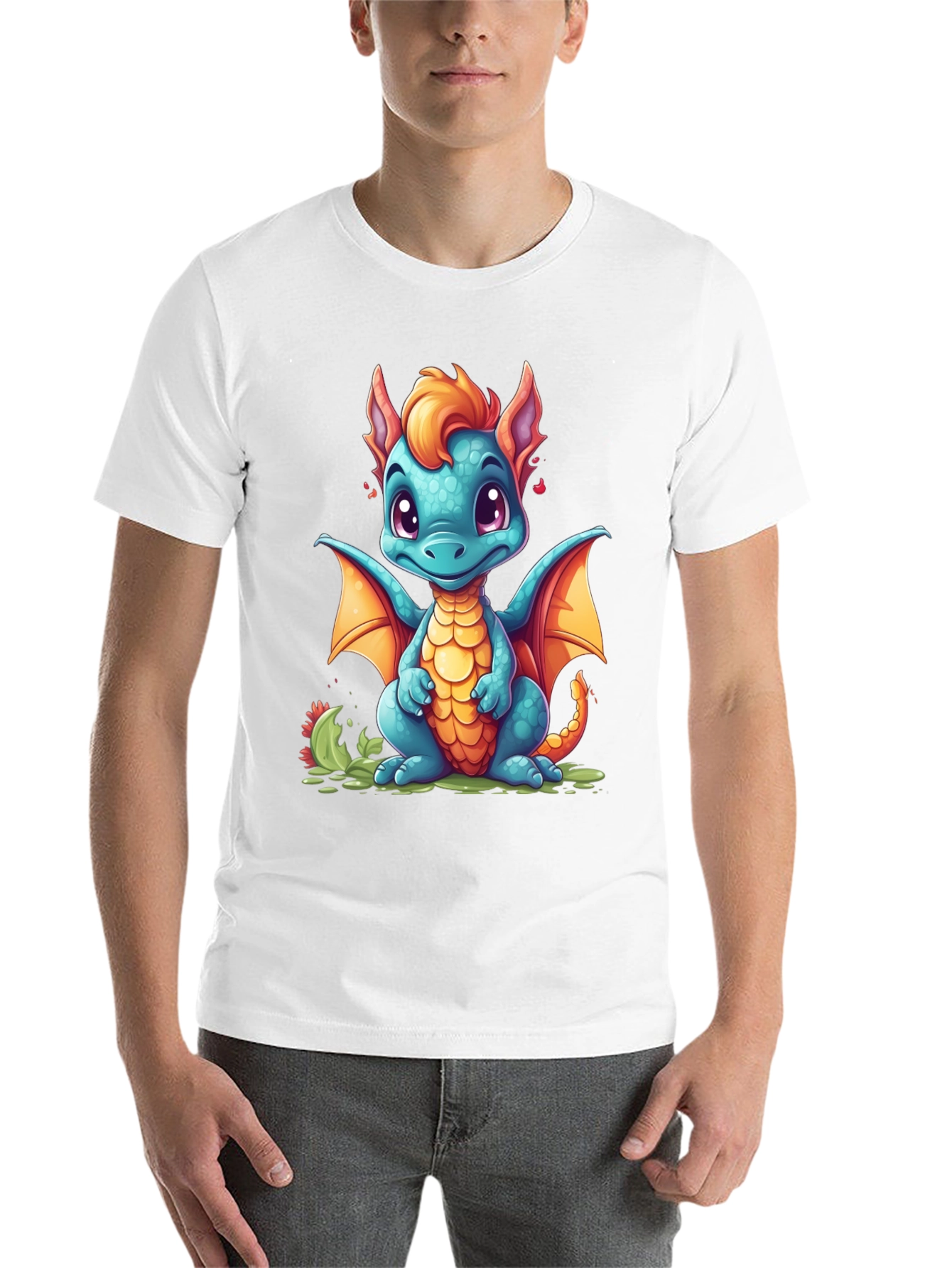 Black Cute Cartoon Dragon Graphic T-Shirt view 14