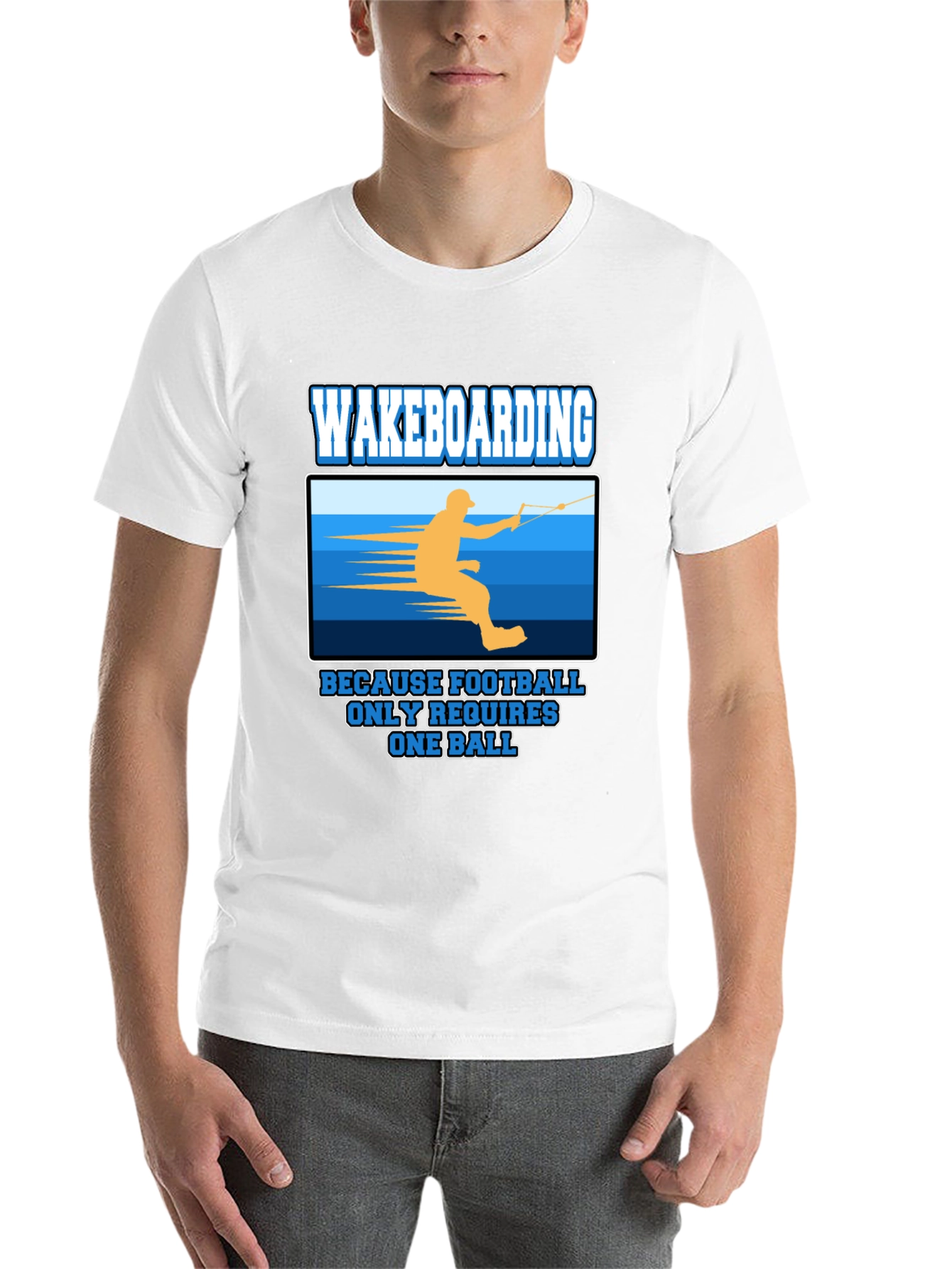 Black Wakeboarding T-Shirt: Because Football Only Requires One Ball view 14
