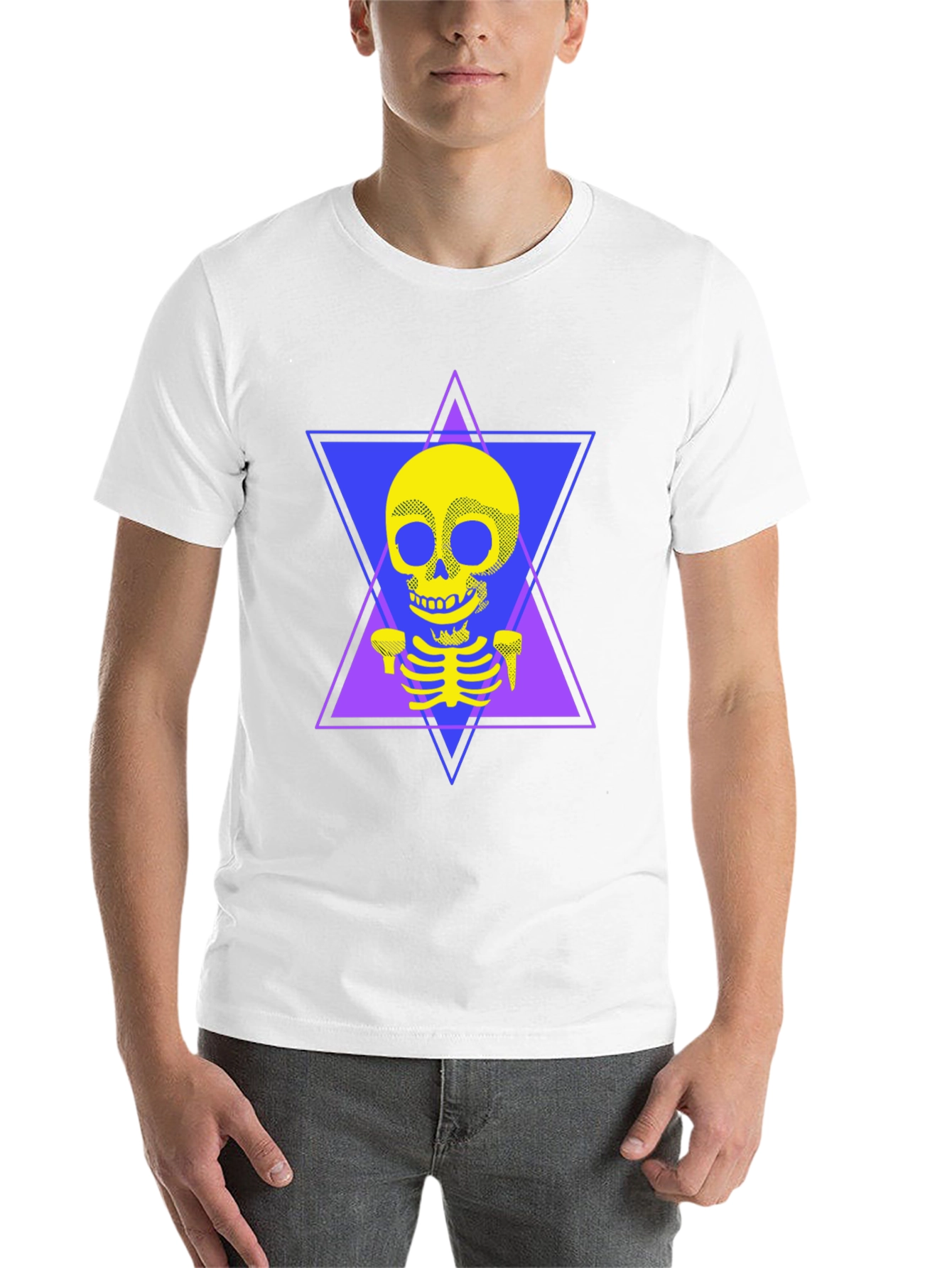 Black Geometric Skeleton T-Shirt - Edgy Graphic Tee view 14