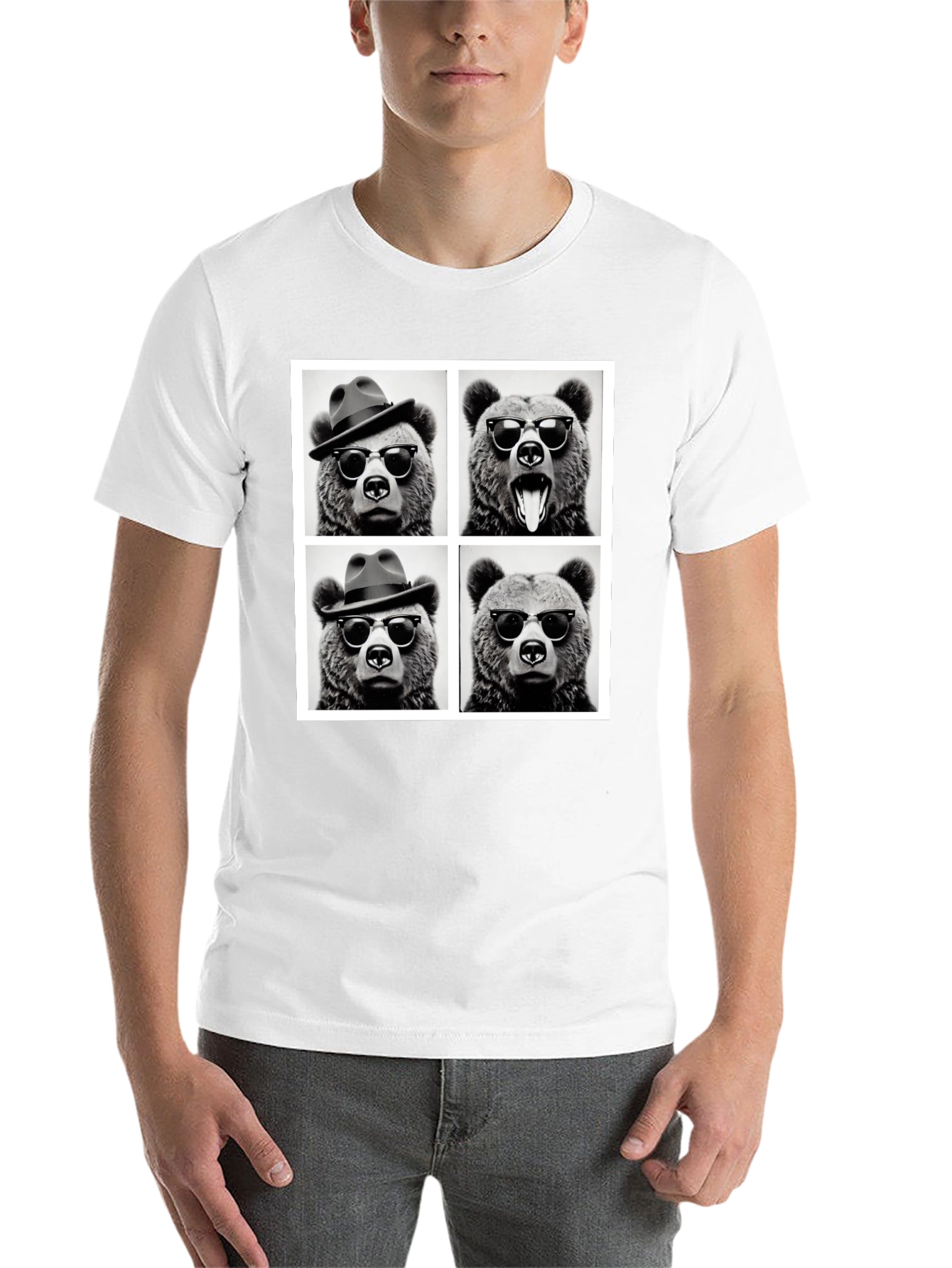 Cool Bear Collage Graphic Tee - Black - 14