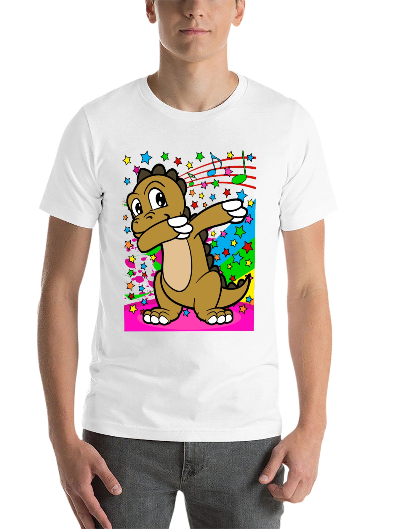 Black Dabbing Dinosaur T-Shirt - Fun Graphic Tee view 14