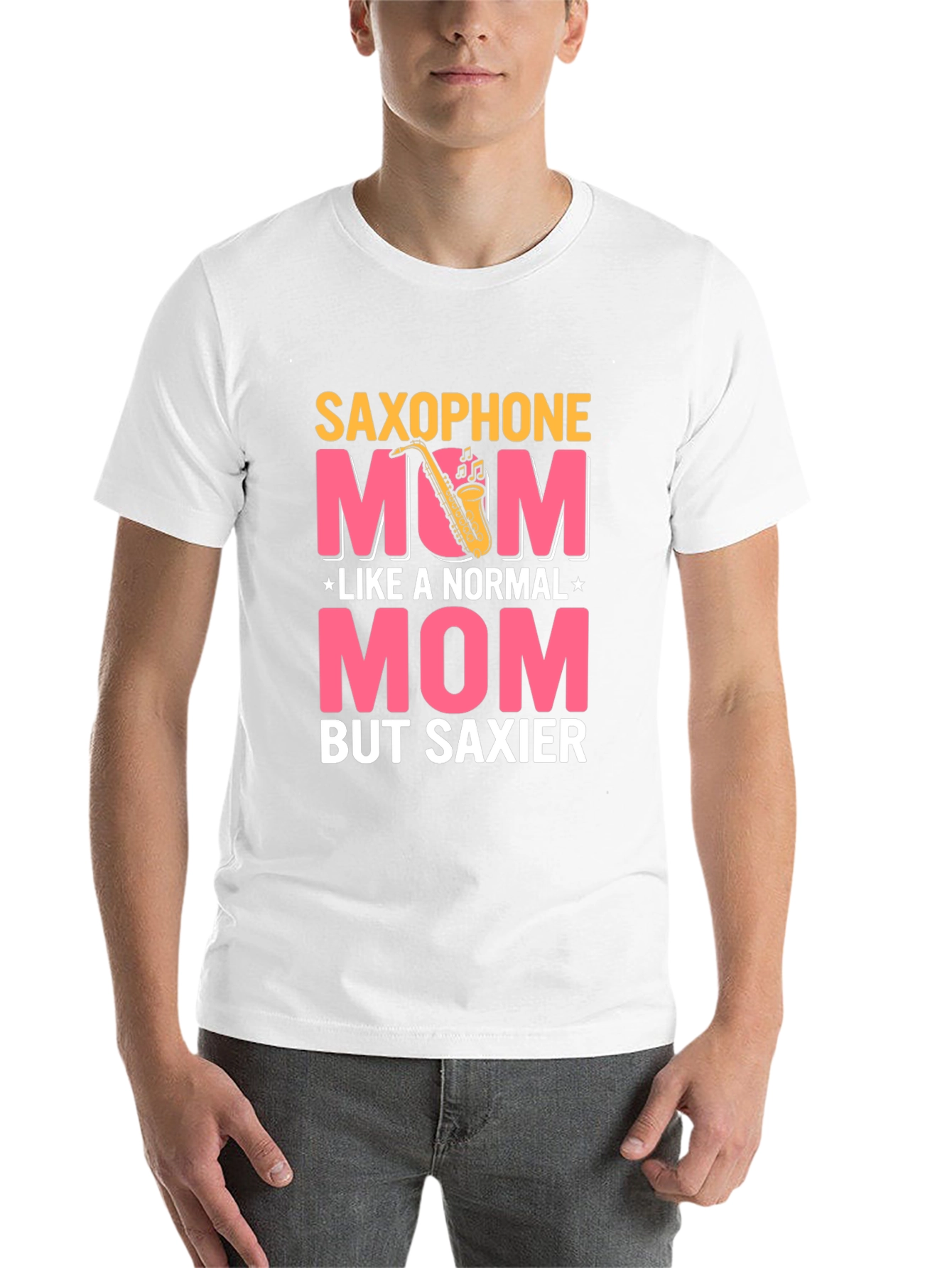 Black Saxophone Mom T-Shirt: Normal Mom But Saxier Tee view 14