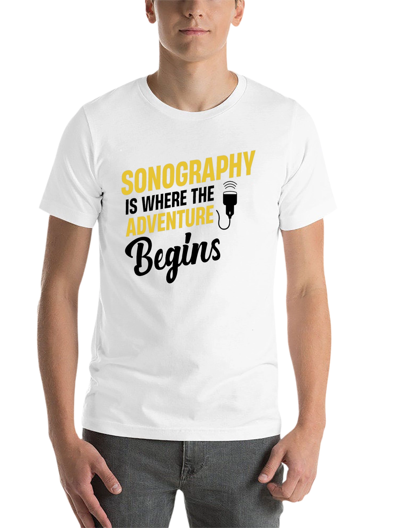 Black Sonography Adventure Begins T-Shirt - Black view 14