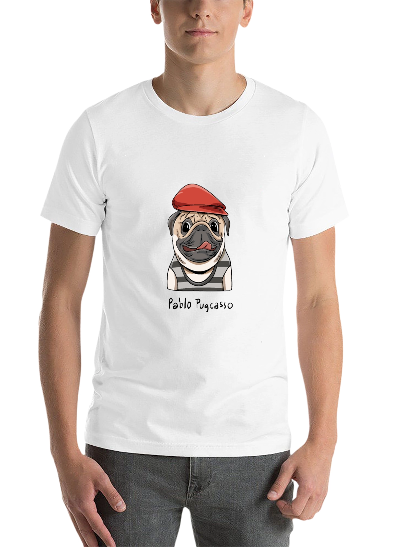 Black Pablo Pugcasso Graphic T-Shirt - Unique Dog Art Tee view 14