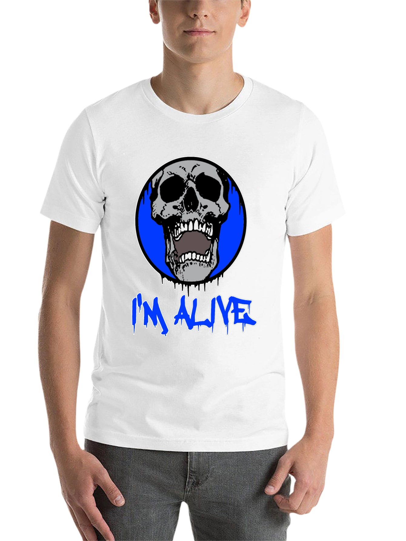 Black I'm Alive Skull Graphic Black T-Shirt view 14