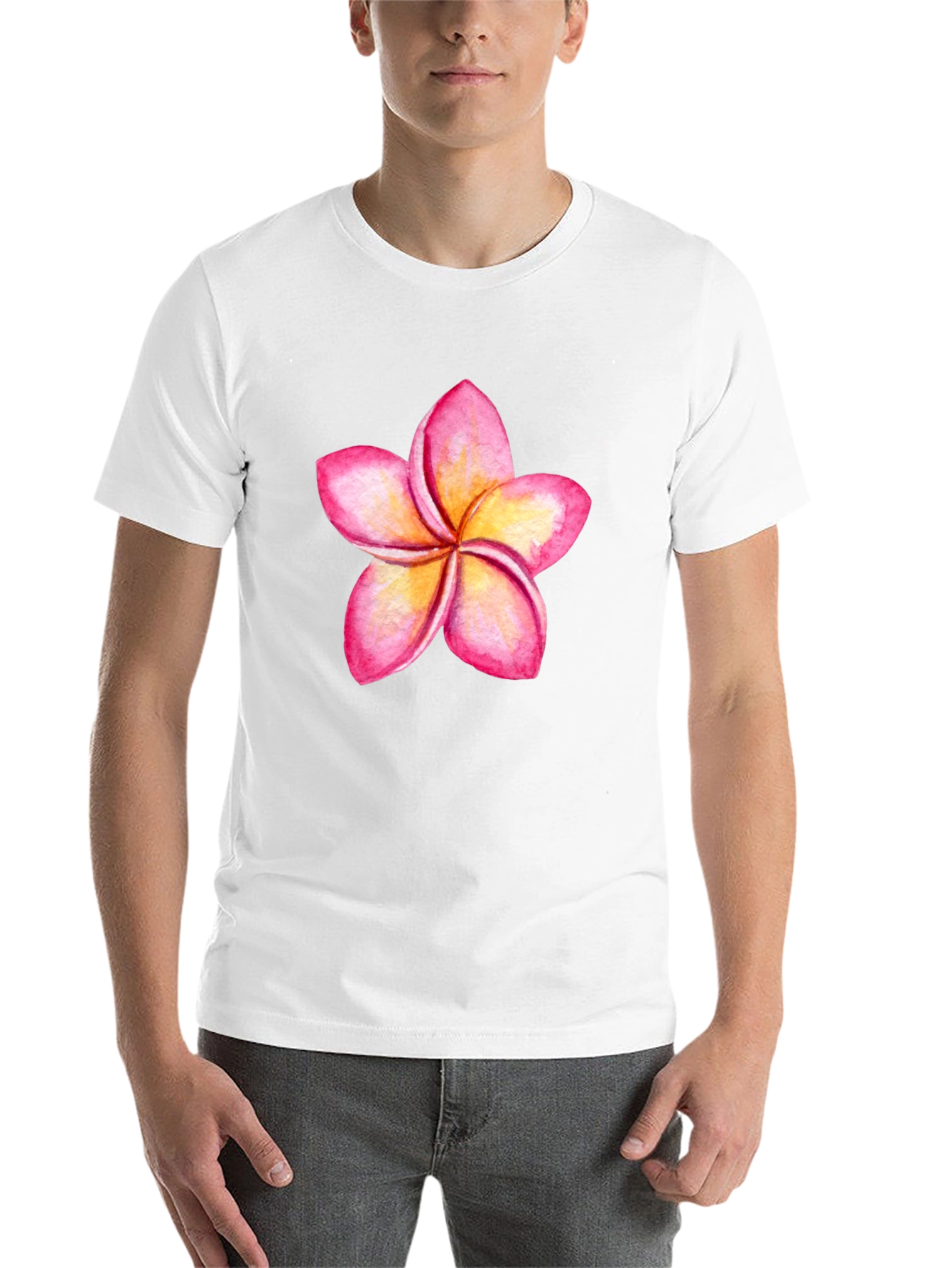 Black Tropical Plumeria Flower Graphic Tee view 14