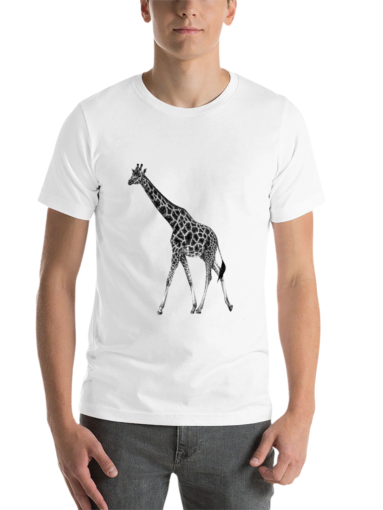 Black Giraffe Graphic Tee - Black Casual T-Shirt view 14