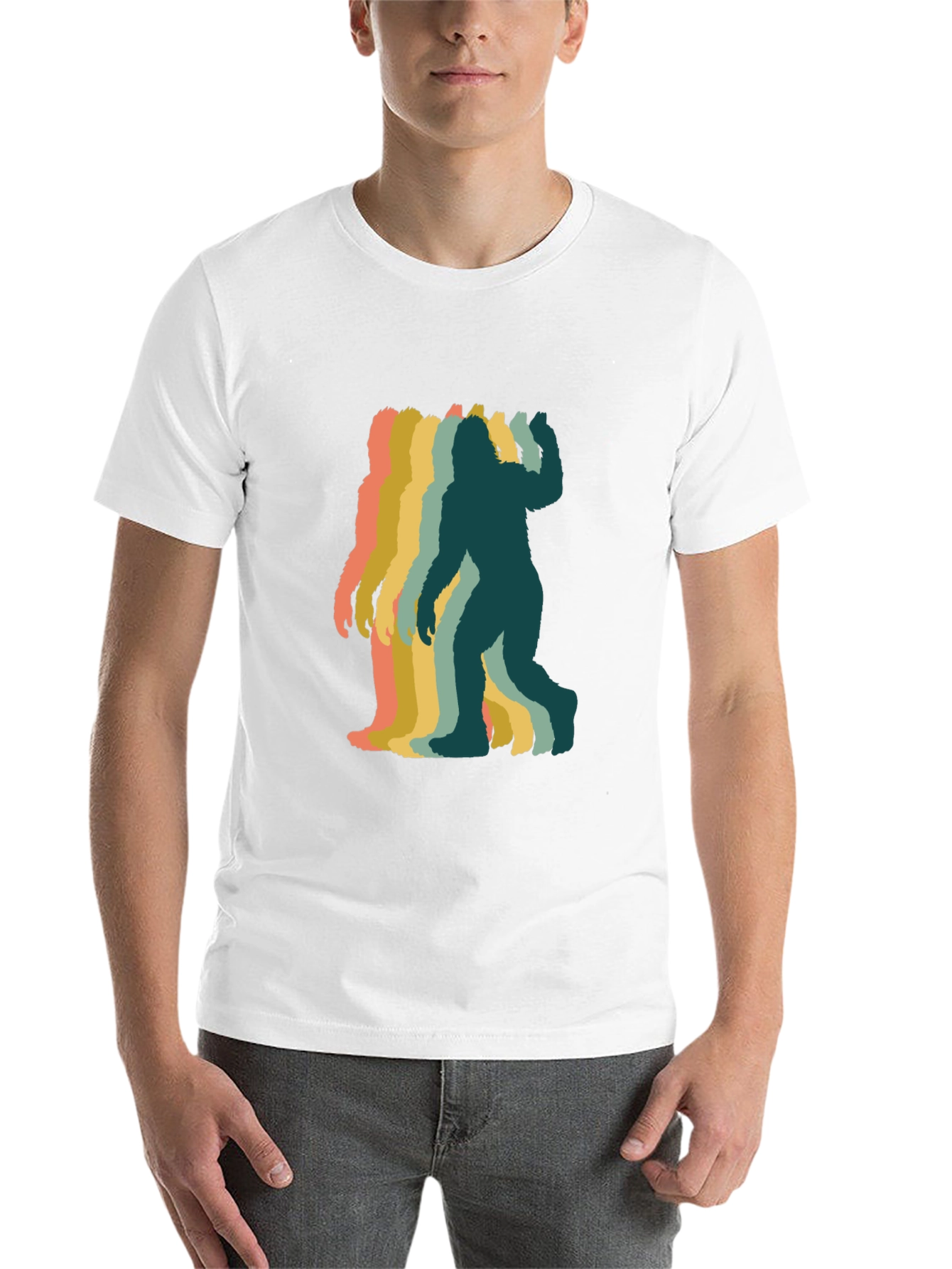 Black Retro Bigfoot Silhouette Graphic T-Shirt - Black view 14