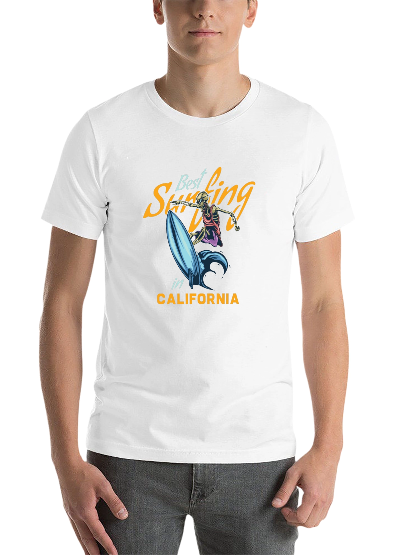 Black Surfing Skeleton Graphic Tee - California Surf Style view 14