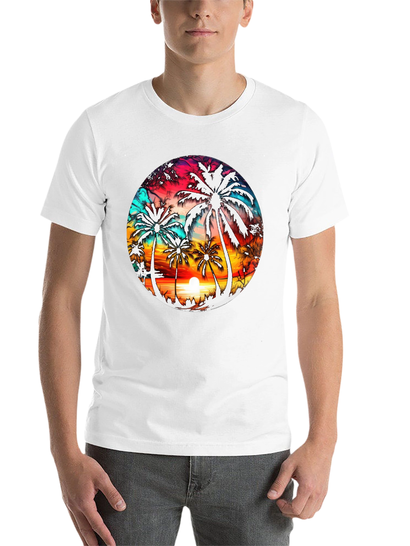 Black Sunset Palm Tree Graphic Tee - Tropical Vibe view 14