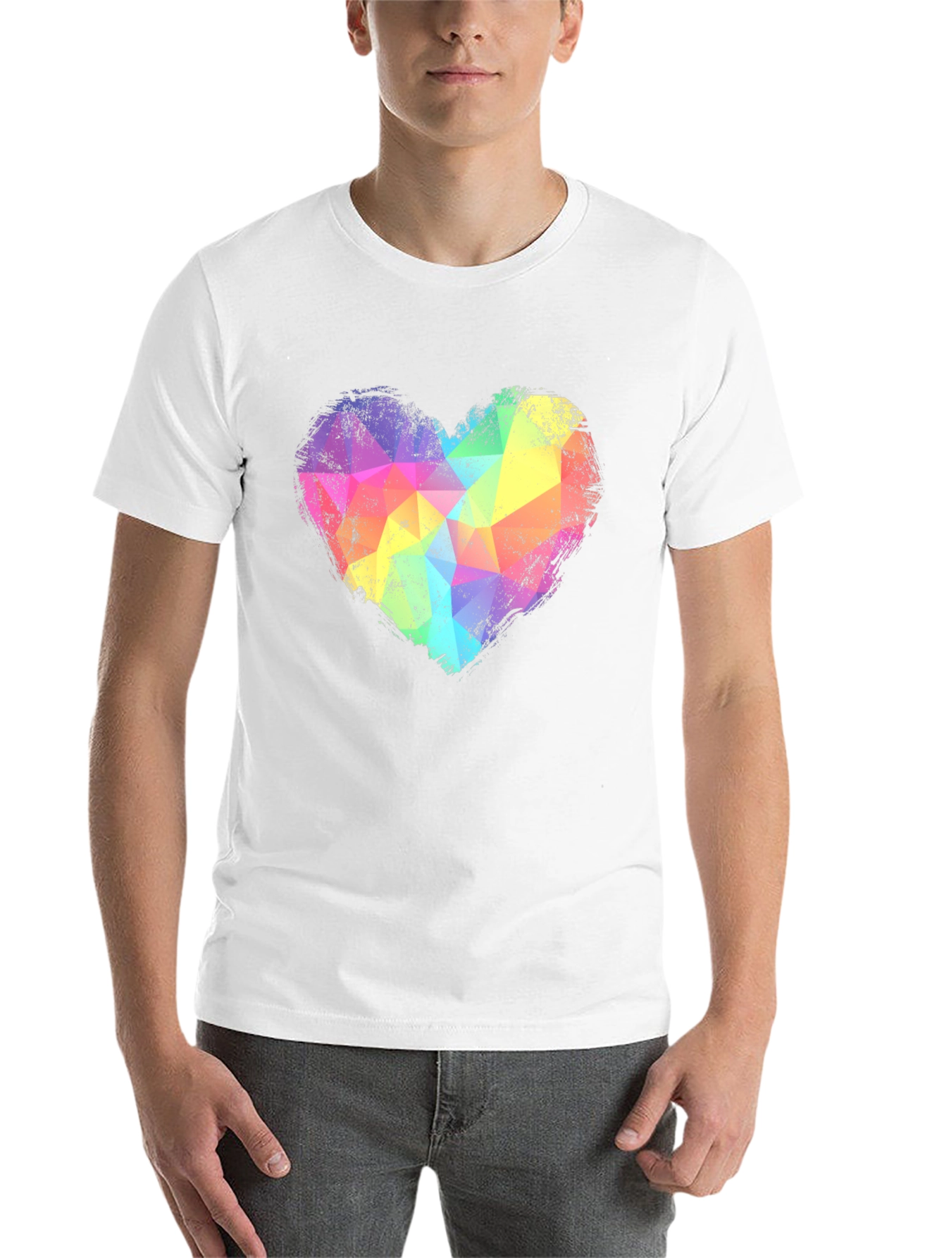 Black Rainbow Geometric Heart Graphic Tee - Black view 14