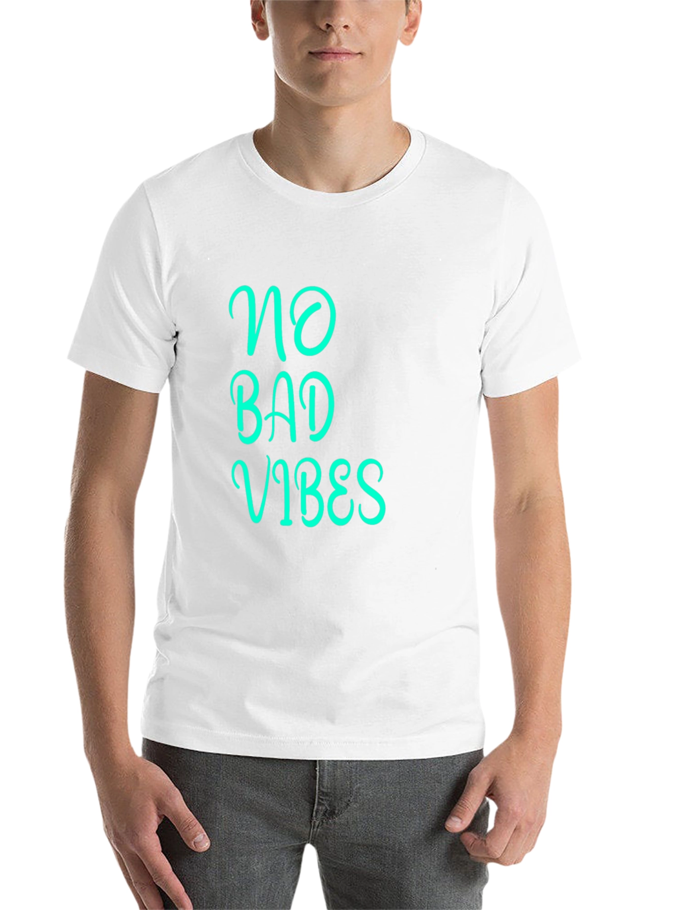 Black No Bad Vibes Graphic Tee - Black Cotton Blend view 14