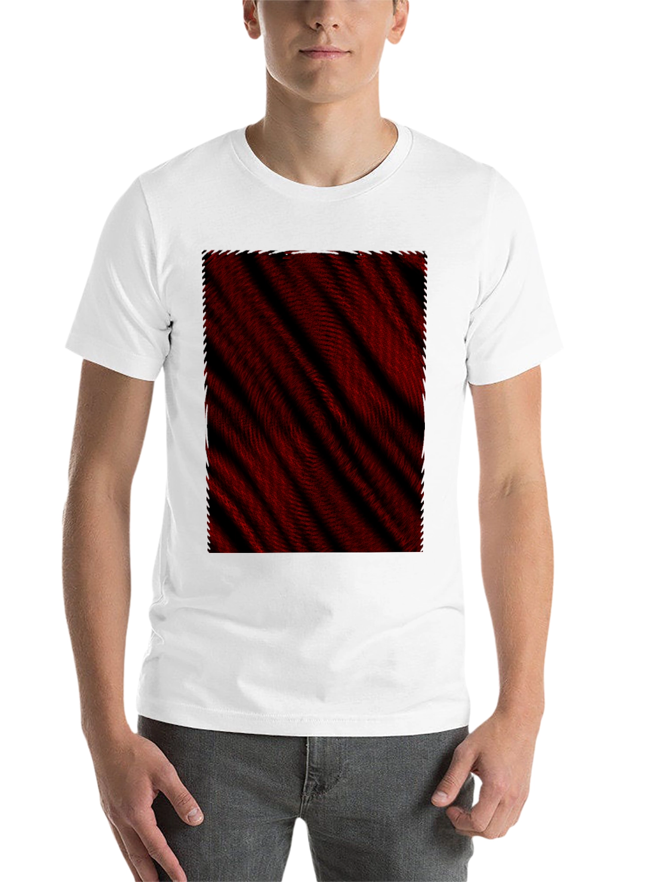 Black Abstract Red & Black Striped Tee view 14