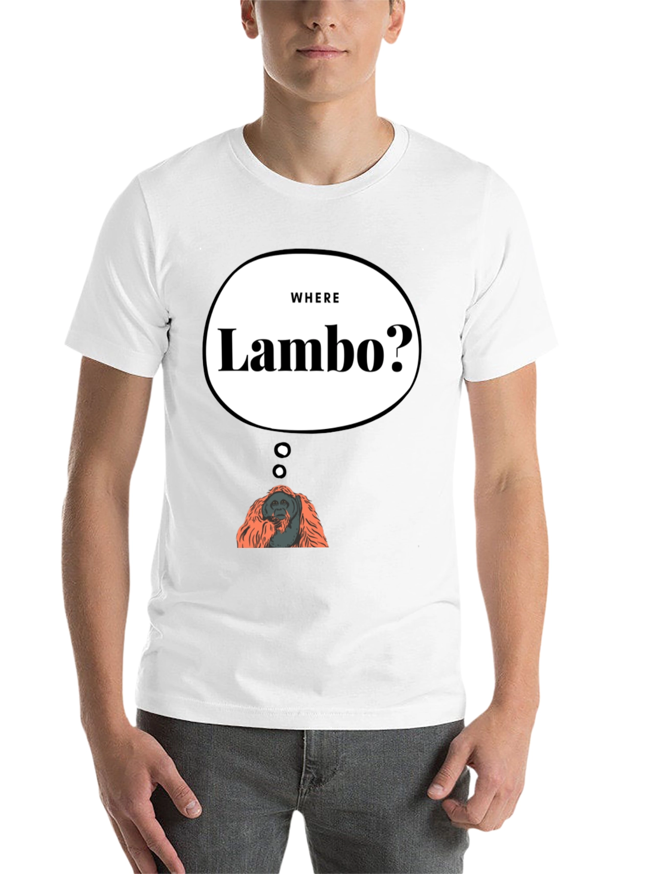 Black Where Lambo Orangutan T-Shirt - Funny Crypto Meme Tee view 14