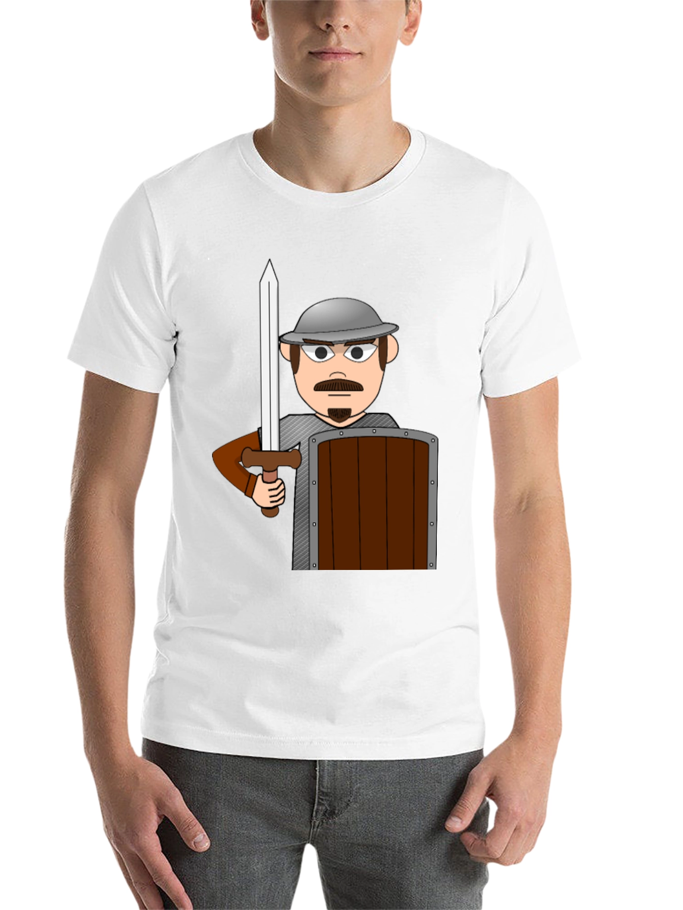 Black Cartoon Warrior T-Shirt - Novelty Graphic Tee view 14