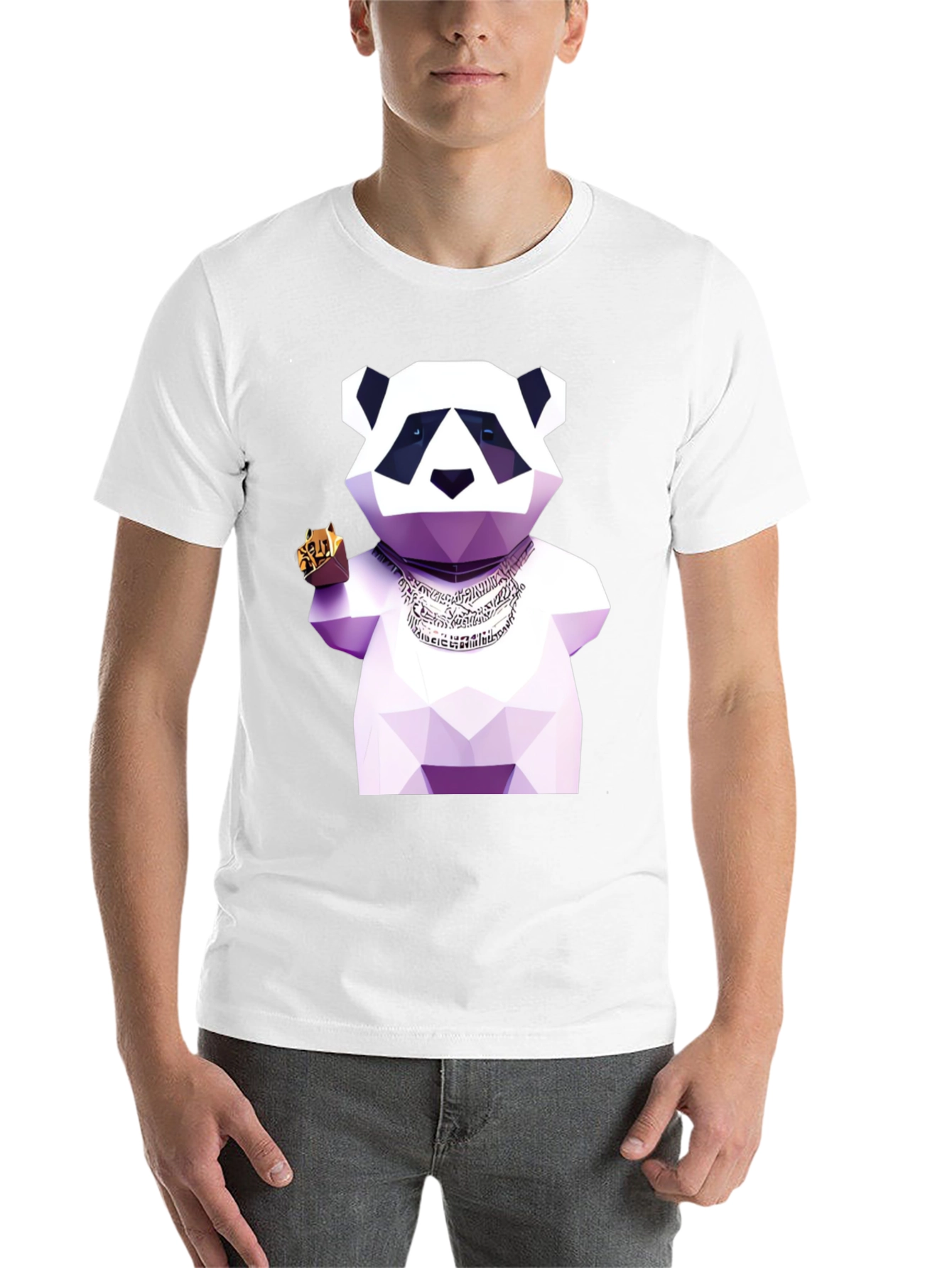 Black Geometric Panda T-Shirt view 14