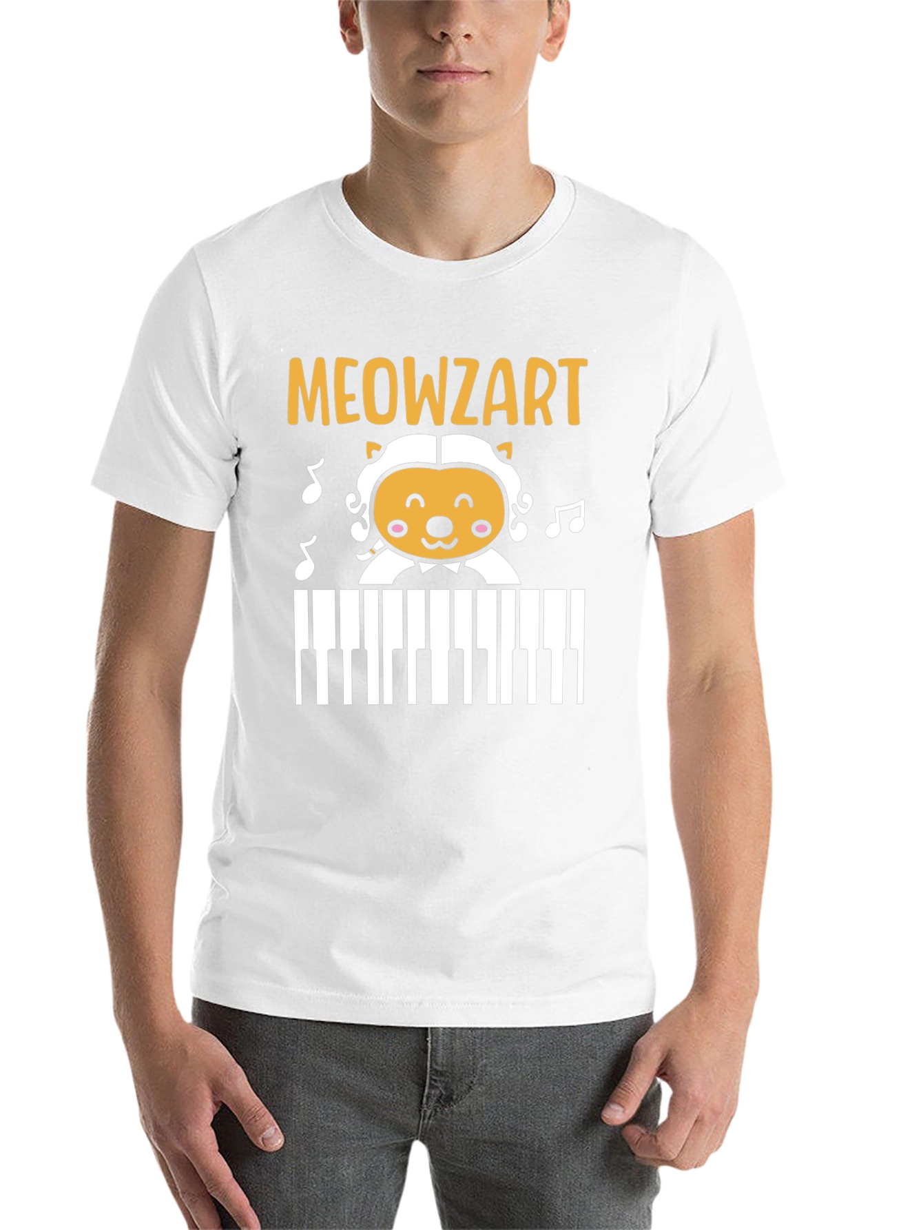 Black Meowzart Cat Piano T-Shirt - Music Lover Tee view 14