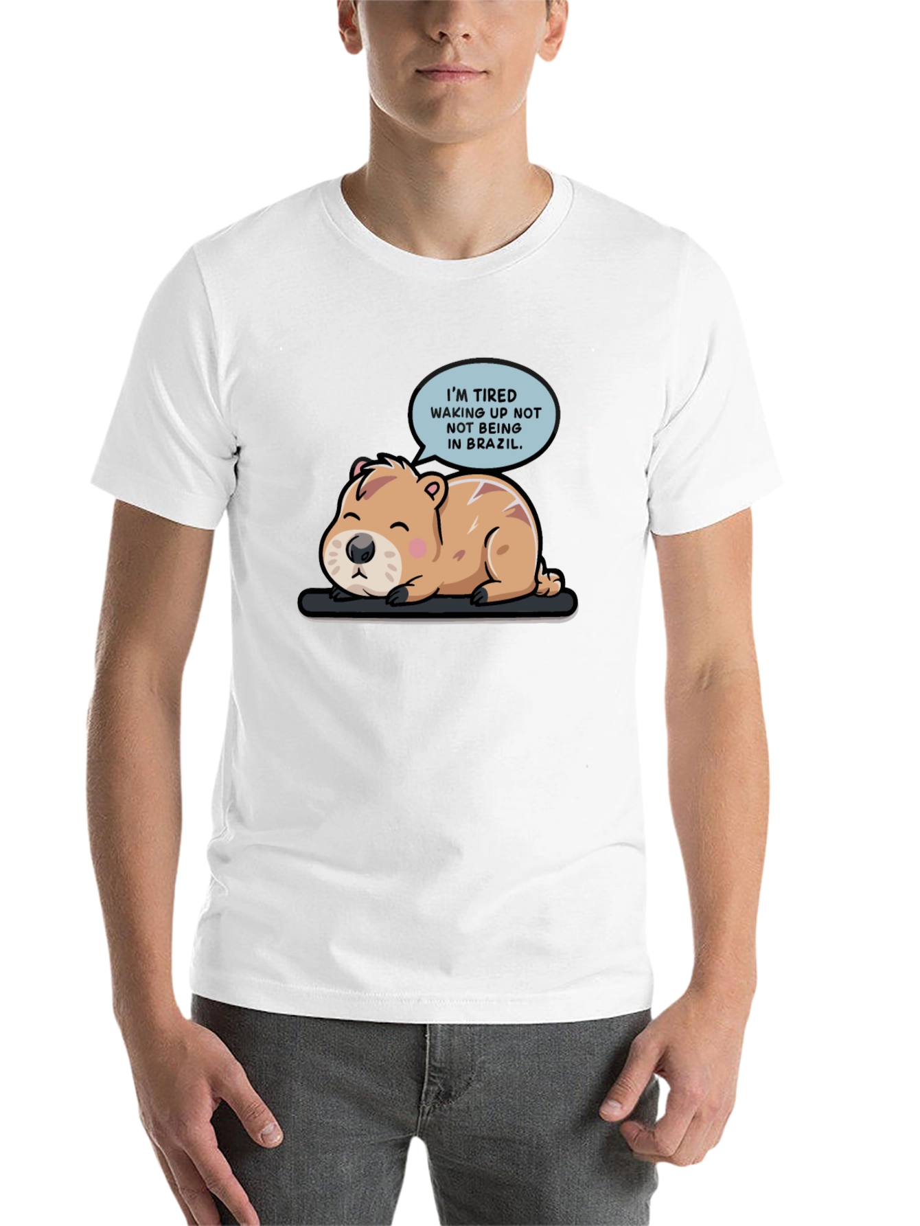 Black Tired Capybara Brazil T-Shirt view 14