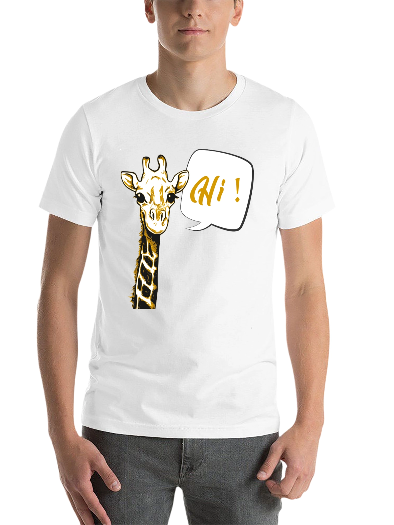 Black Giraffe Hi! Graphic Tee - Black Crew Neck Shirt view 14