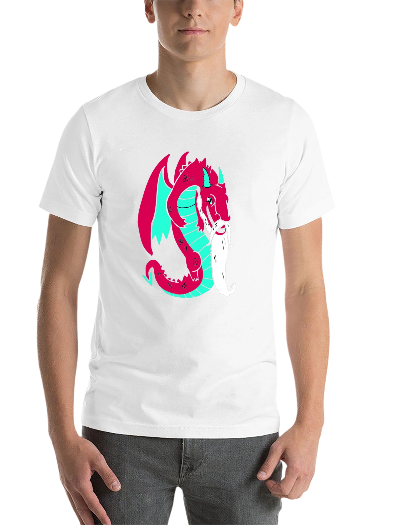 Black Cool Dragon Graphic Tee - Black Cotton Blend view 14