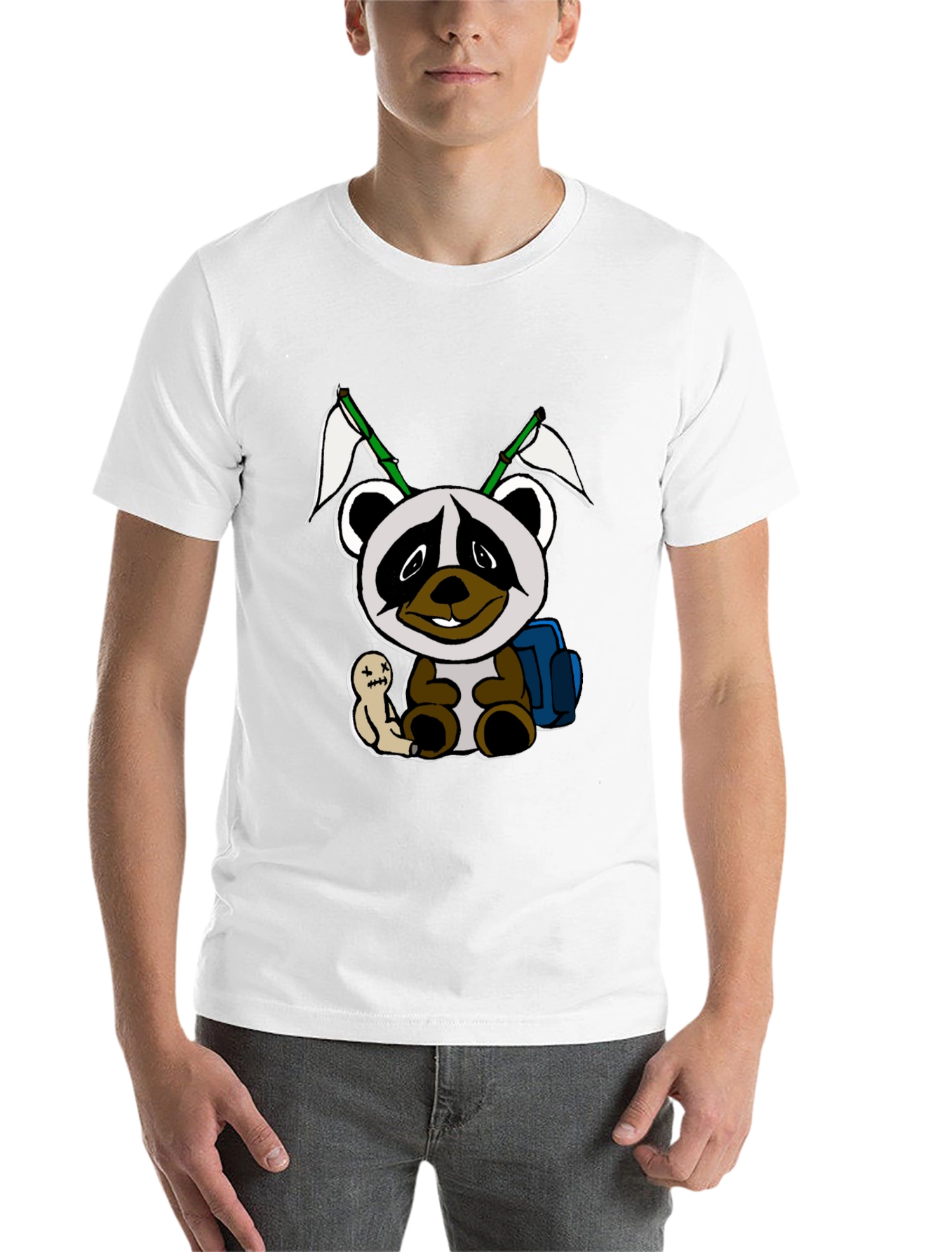 Cartoon Panda Graphic Black Tee - 14