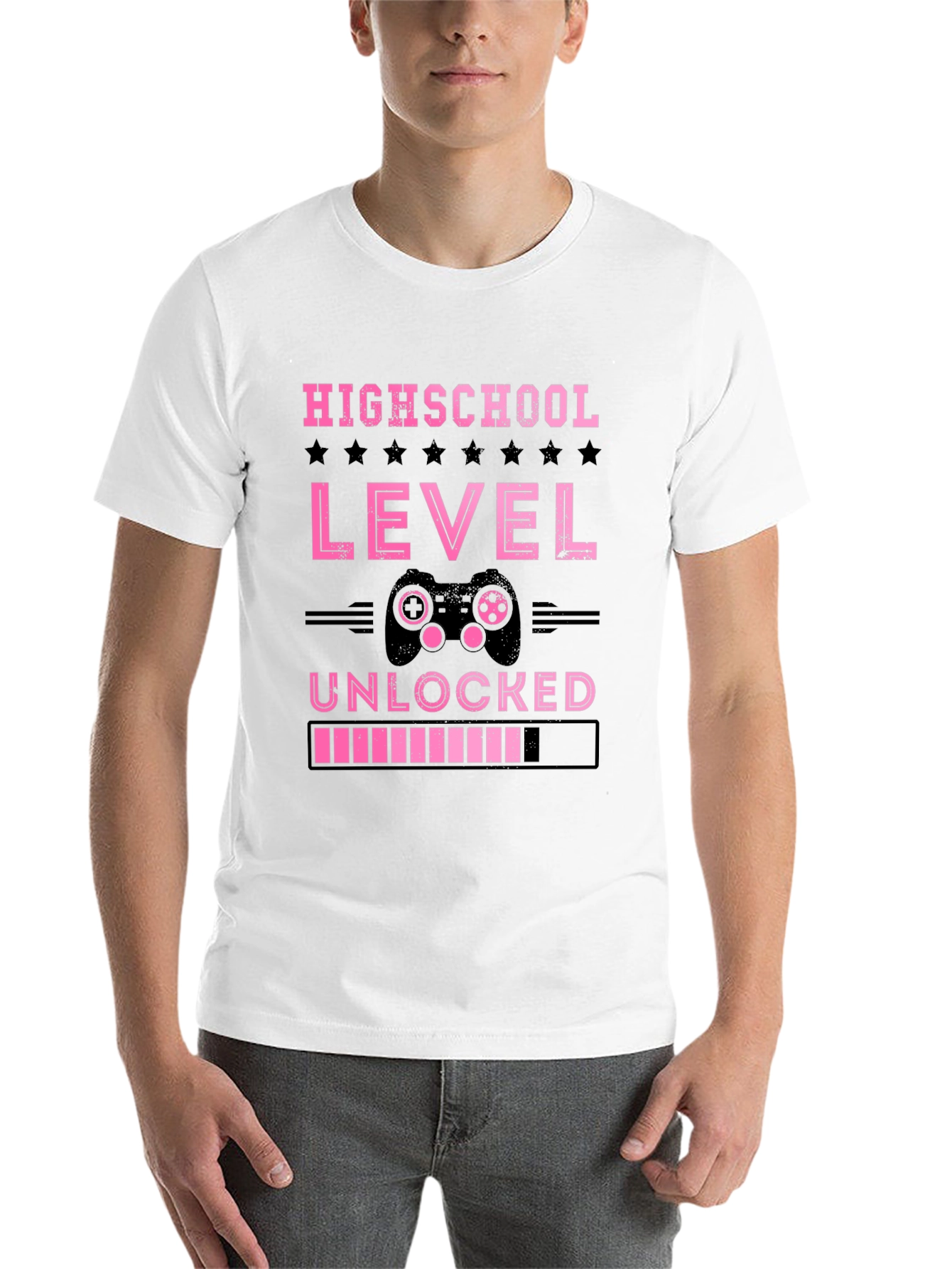 Black Highschool Level Unlocked Gamer T-Shirt view 14