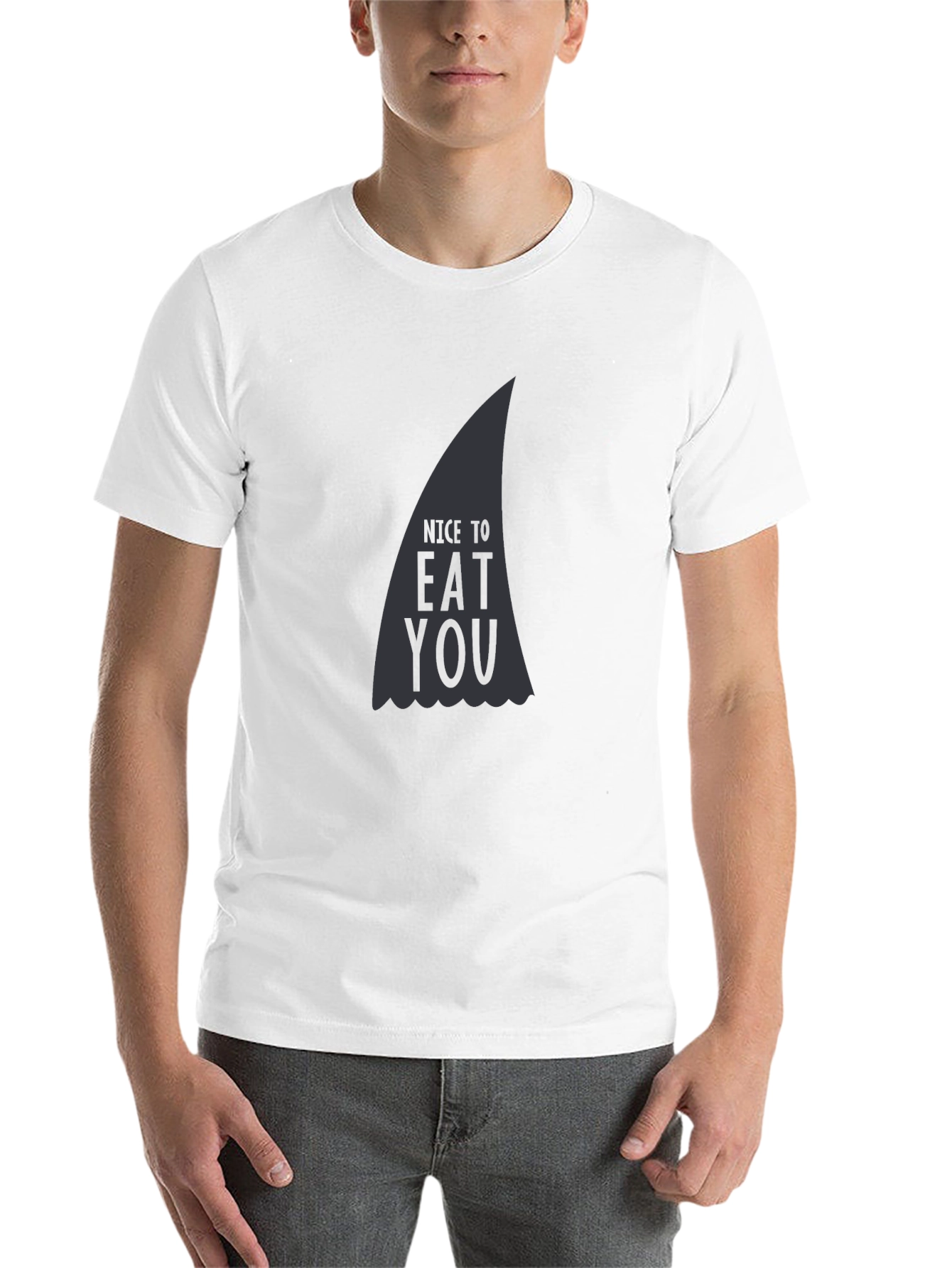Black Nice to Eat You Shark Fin Graphic T-Shirt view 14