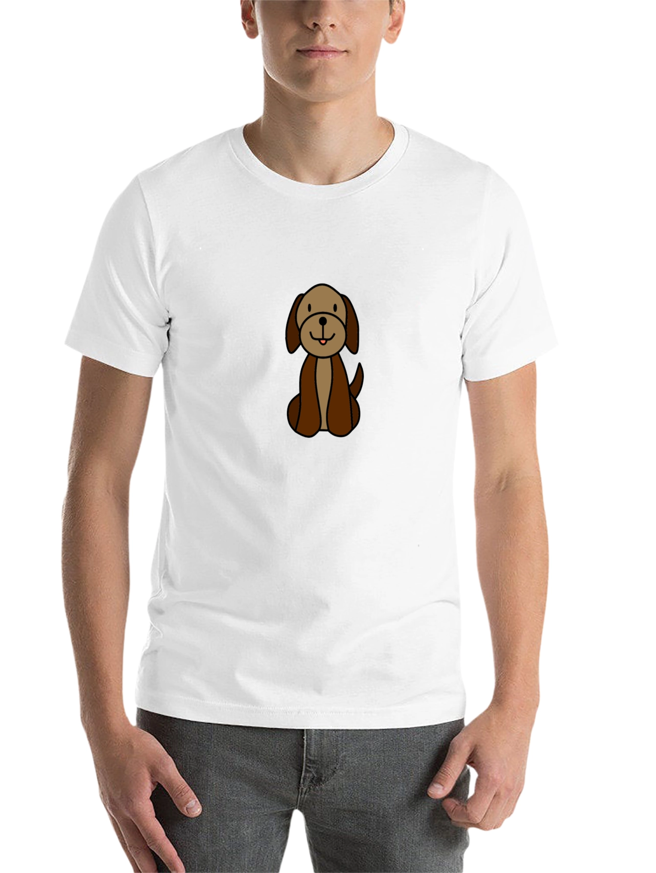 Black Cute Cartoon Dog Graphic Black T-Shirt view 14