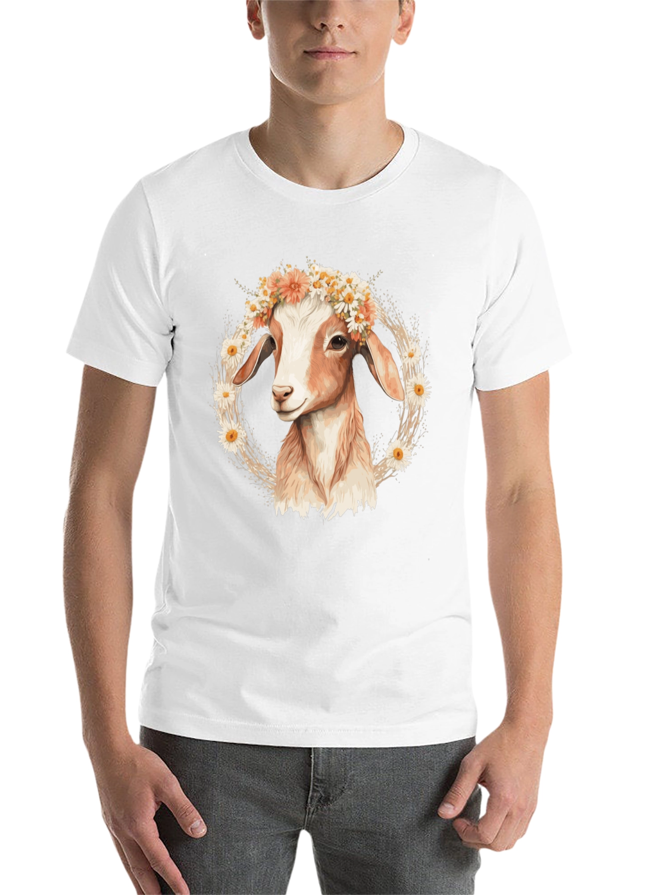 Black Goat with Flower Crown T-Shirt view 14