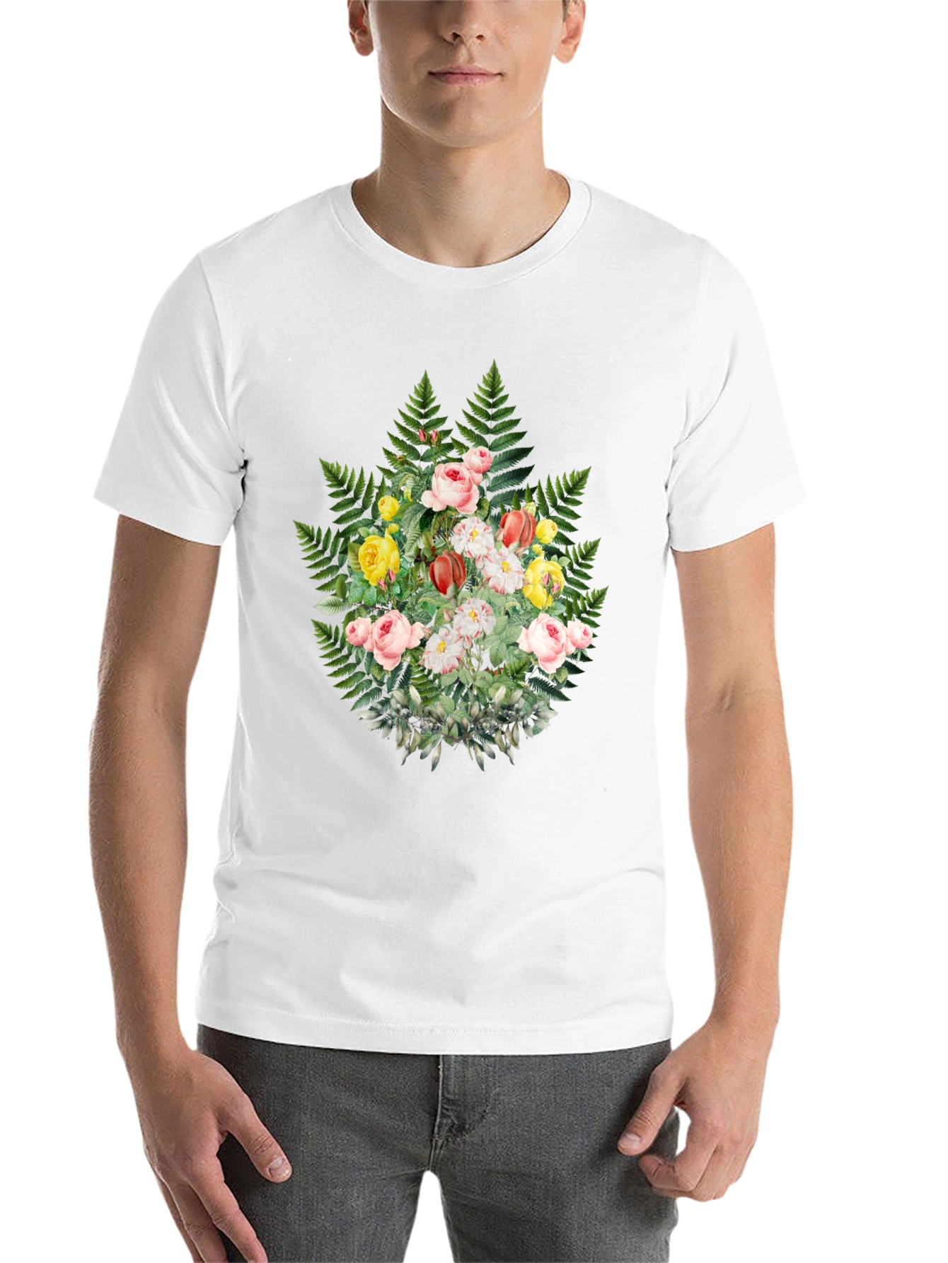 Black Floral Fern Graphic Tee - Stylish Black T-Shirt view 14