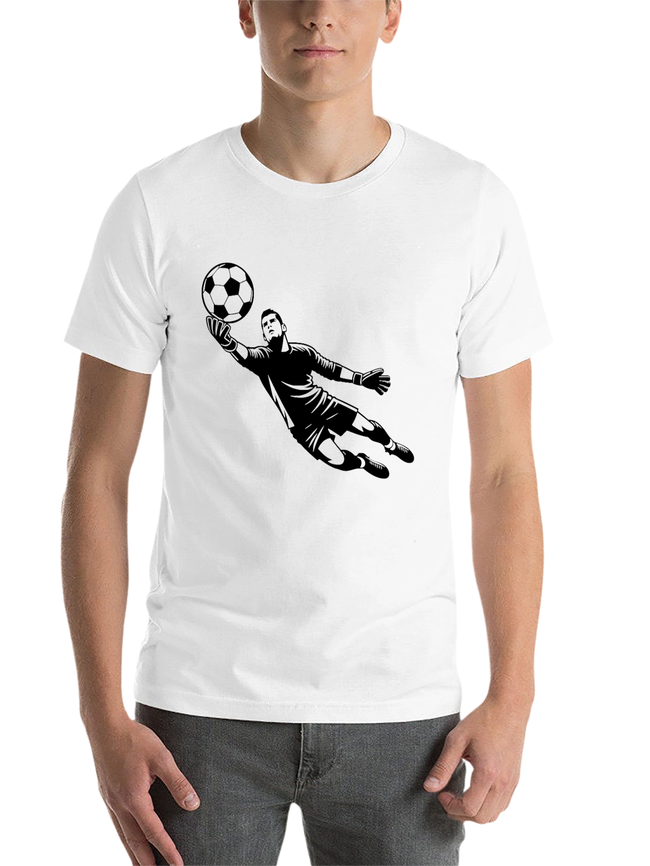 Black Goalie Dive Graphic Tee - Soccer Fan Shirt view 14