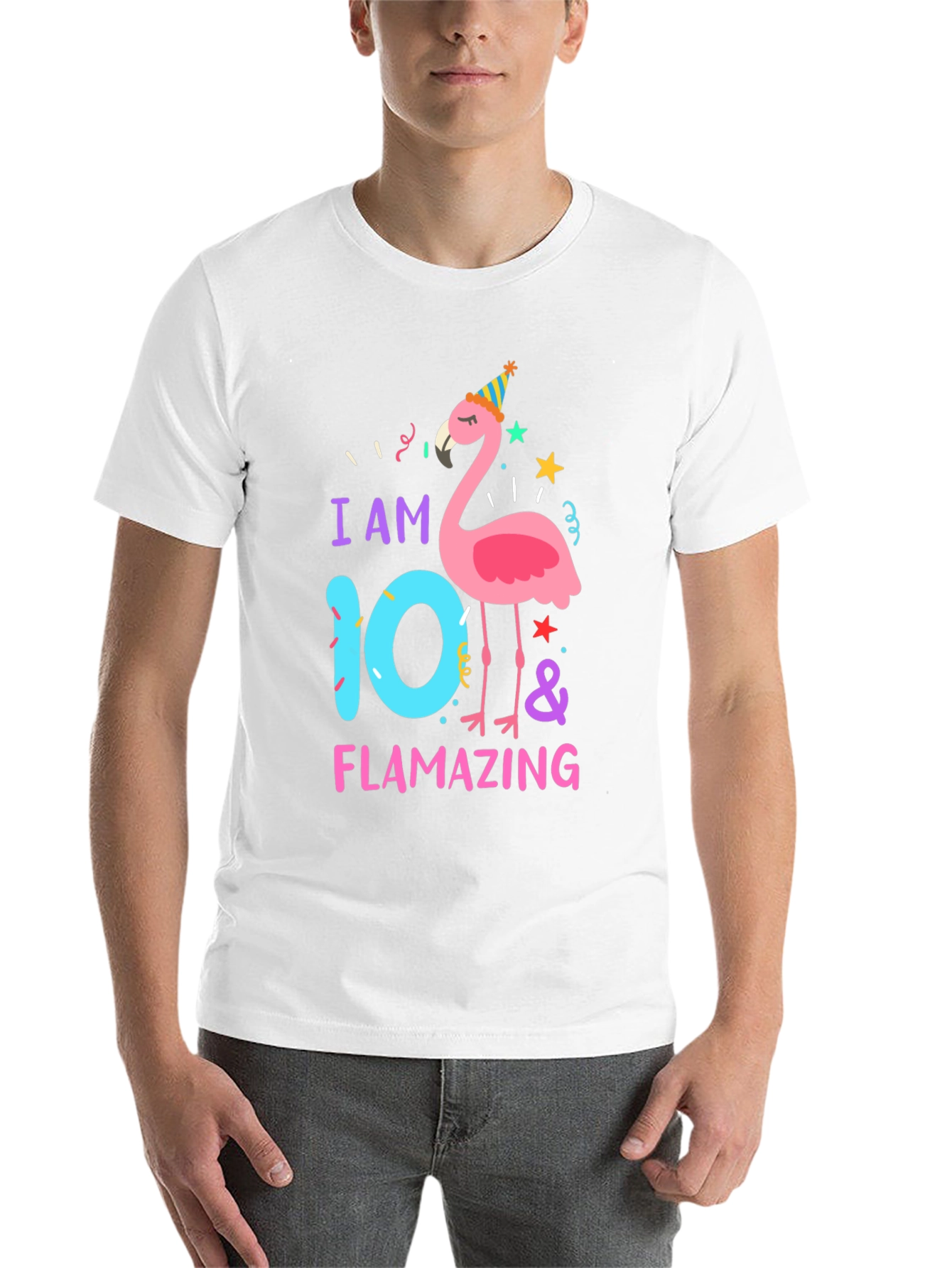 Black Flamazing 10th Birthday T-Shirt - Flamingo Party view 14