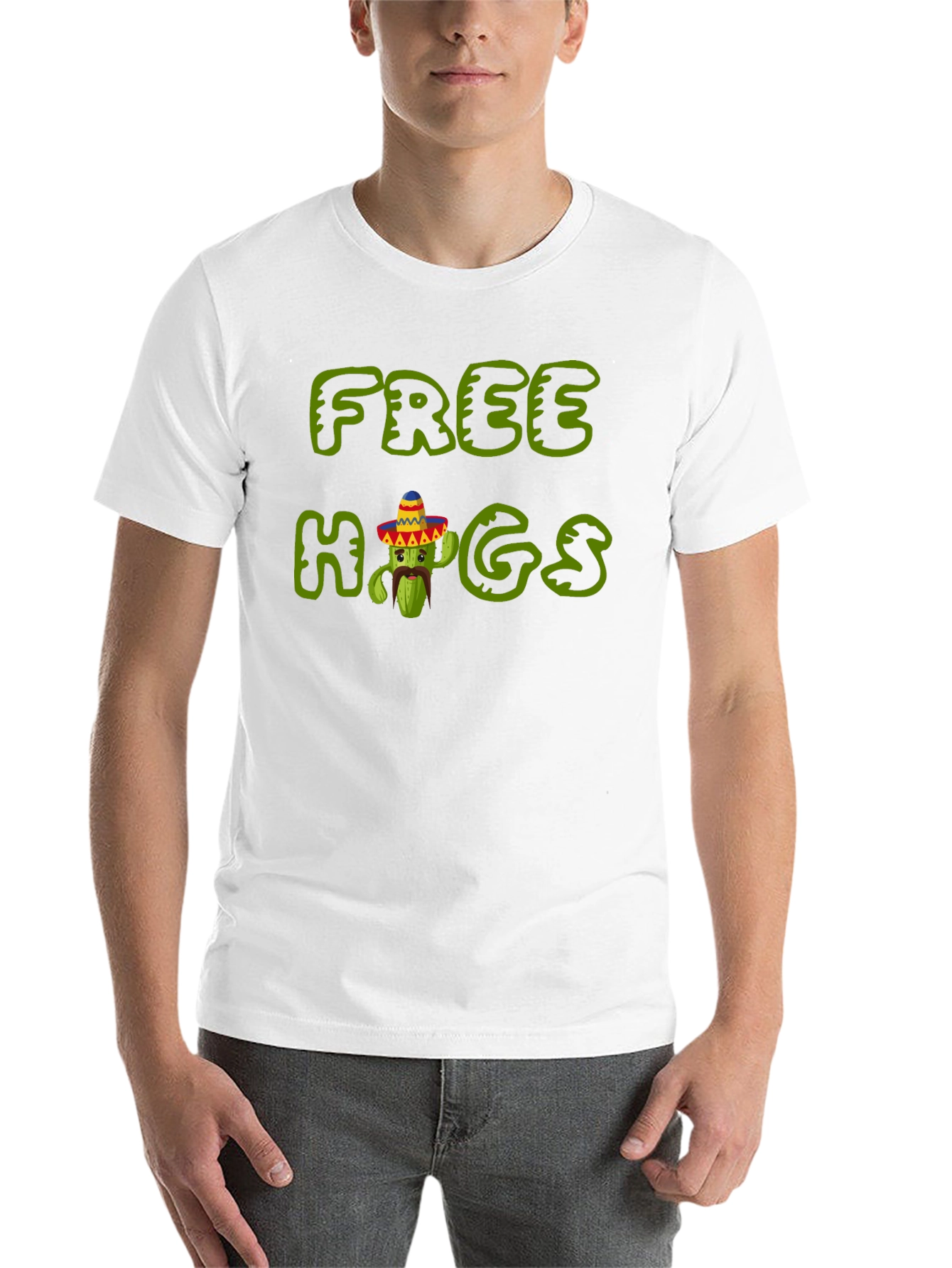 Black Free Hugs Cactus Tee - Soft Black Cotton T-Shirt view 14