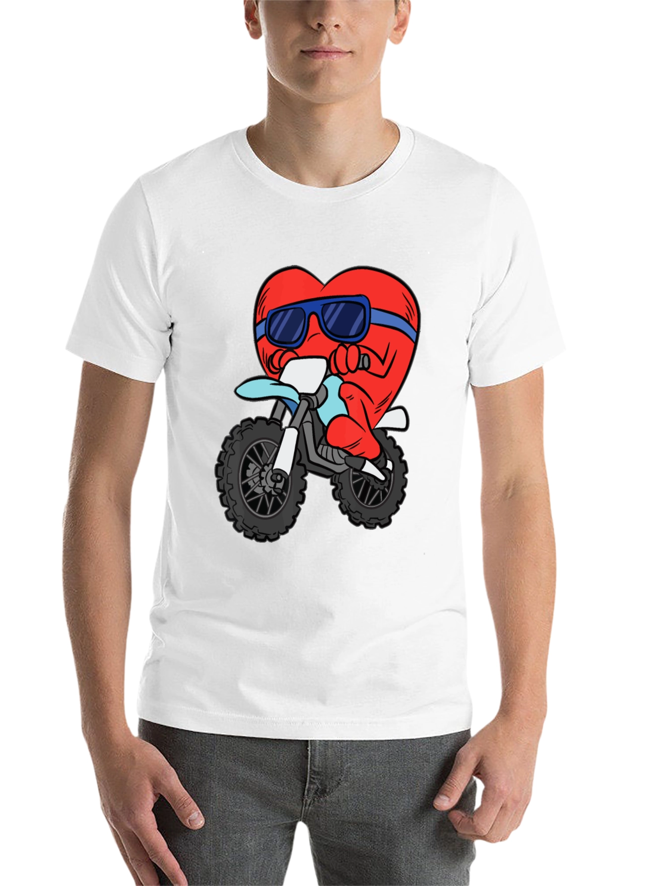 Black Heart Riding a Motorcycle Graphic T-Shirt view 14