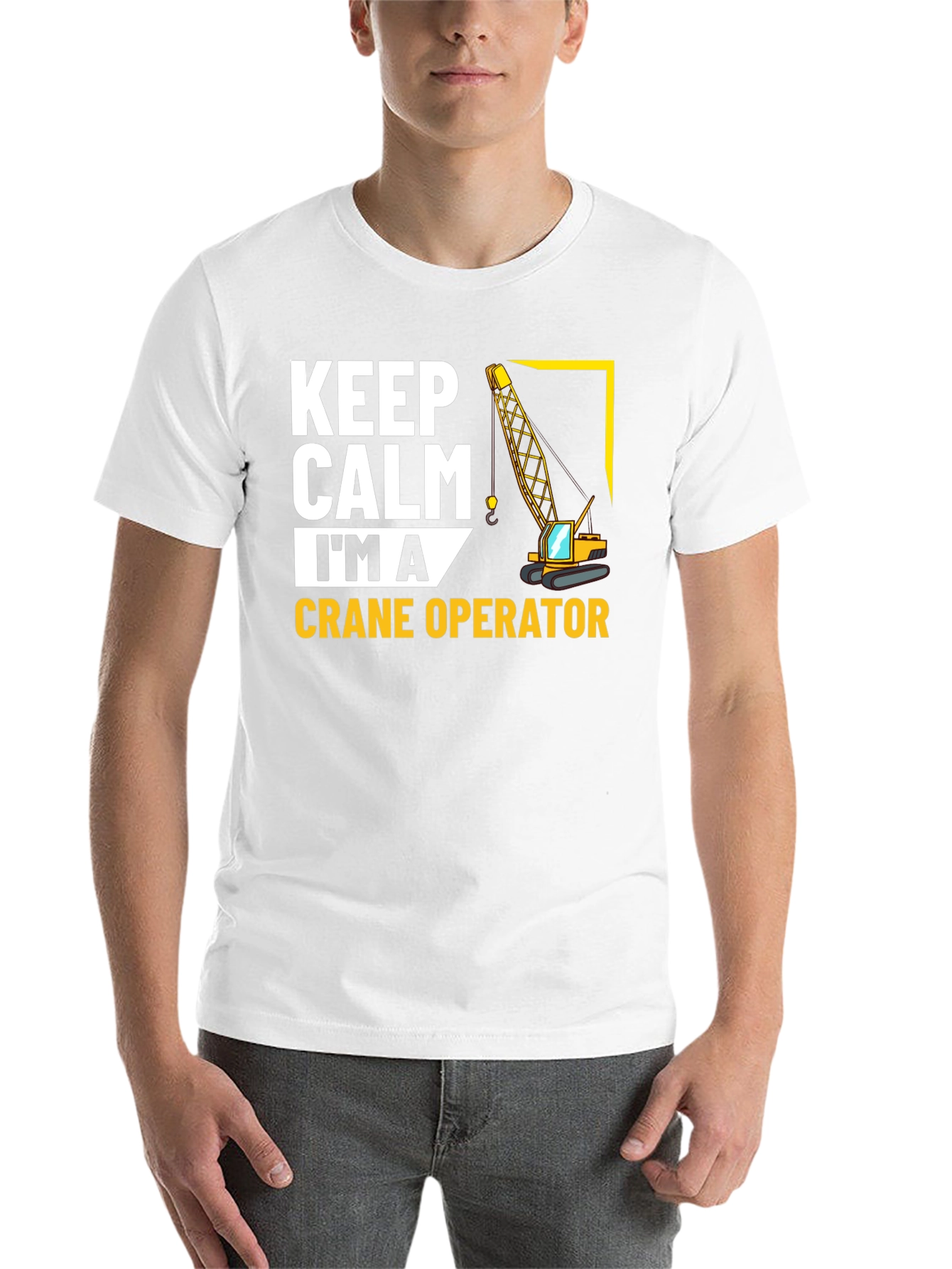 Black Keep Calm Crane Operator T-Shirt view 14
