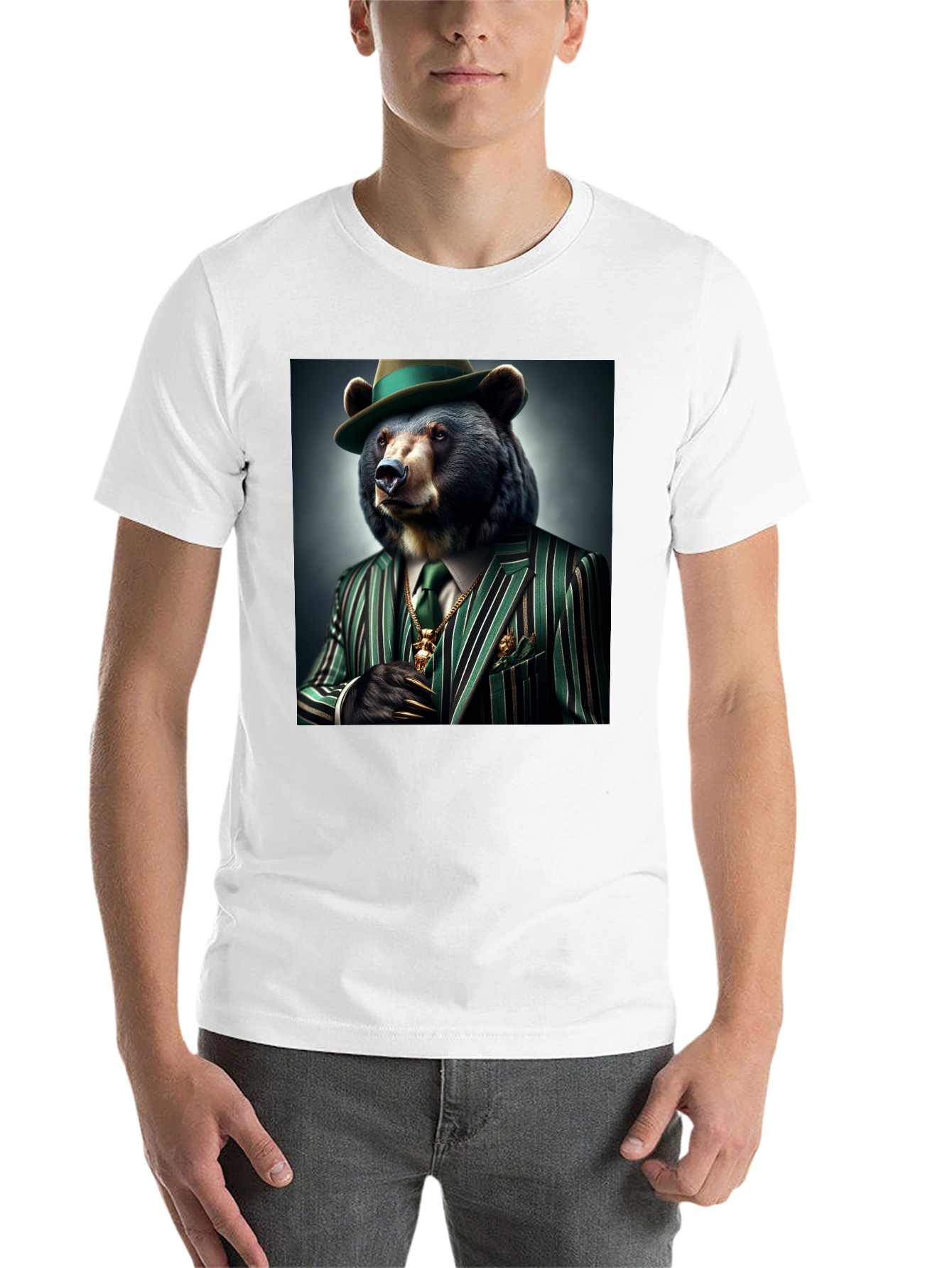 Black Gangster Bear T-Shirt: Sharp Dressed Animal Tee view 14