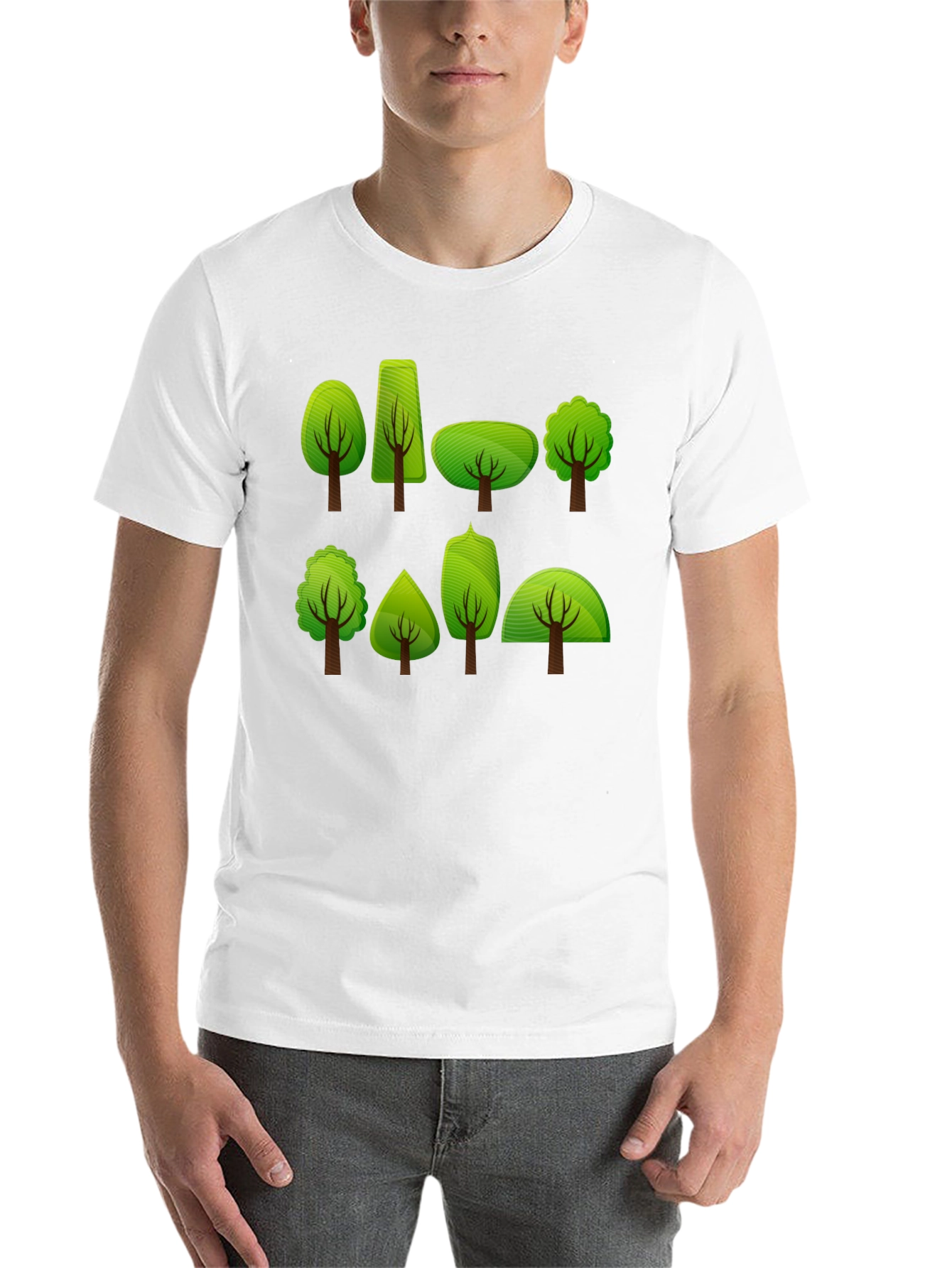 Black Nature Trees Graphic Tee - Black Cotton T-Shirt view 14